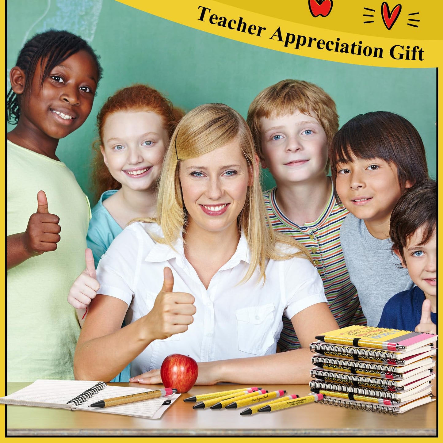 Resurhang 20 Sets Teacher Appreciation Gifts Bulk, Back to School Spiral Notebooks with Glitter Pens, Teacher Gifts from Student Thank You Gift for Classroom Party Favor, First Day of School