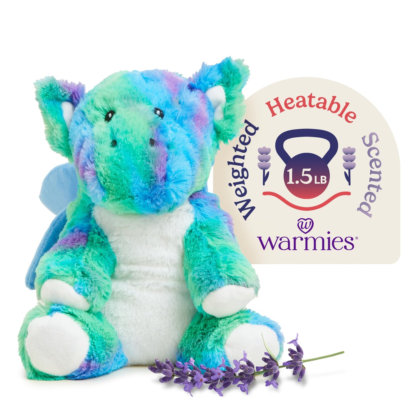 warmies Baby Dragon Heatable and Coolable Weighted Stuffed Animal Plush - Comforting Lavender Aromatherapy Animal Toys - Relaxing Weighted Stuffed Animals for Anxiety