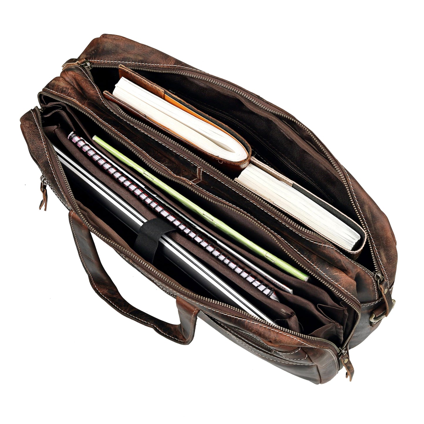 Full Grain italian Leather Briefcase for Men, Top Choice Gifts, Handcrafted Laptop Bag with Multiple Compartments Bags
