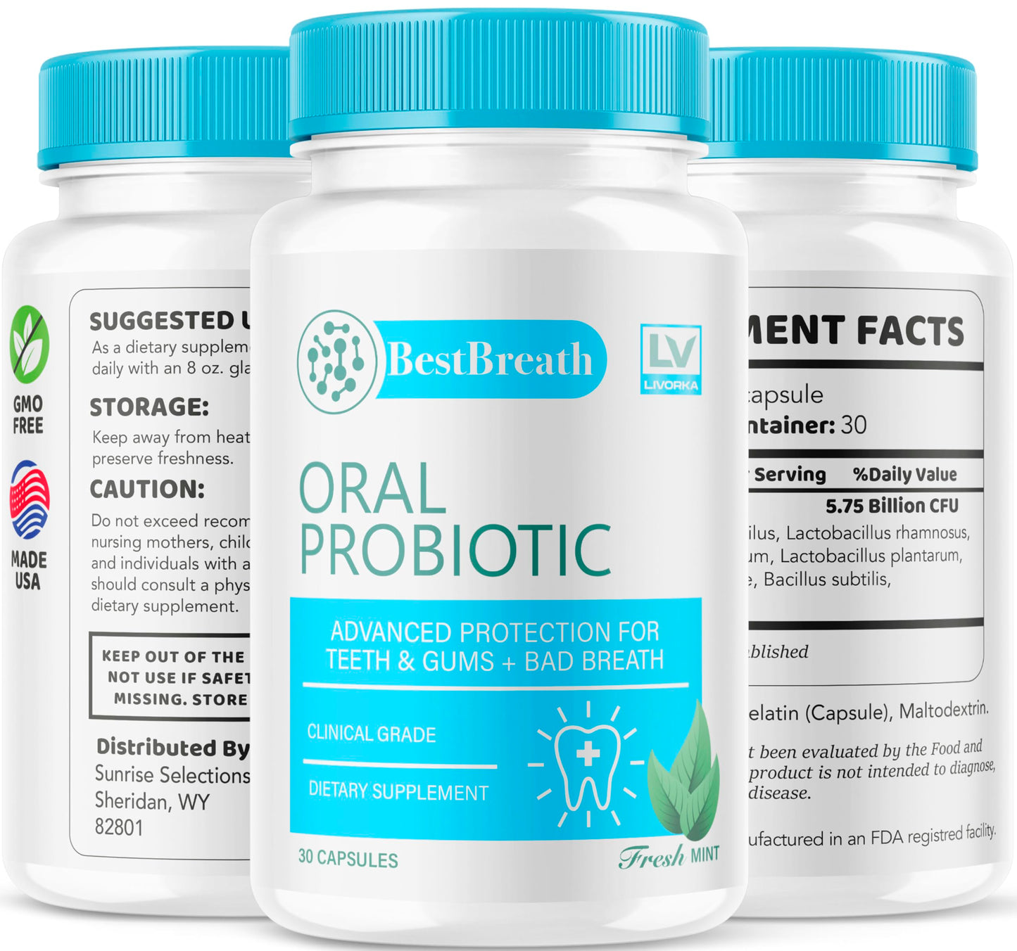 5 Pack - Best Breath - Best Breath Oral Probiotic, Best Breath Probiotic, Best Breath Pills, BestBreath, Best Breathe 150 Capsules For 5 Months, Best Breath Oral Probiotics For Mounth Bad Breath.
