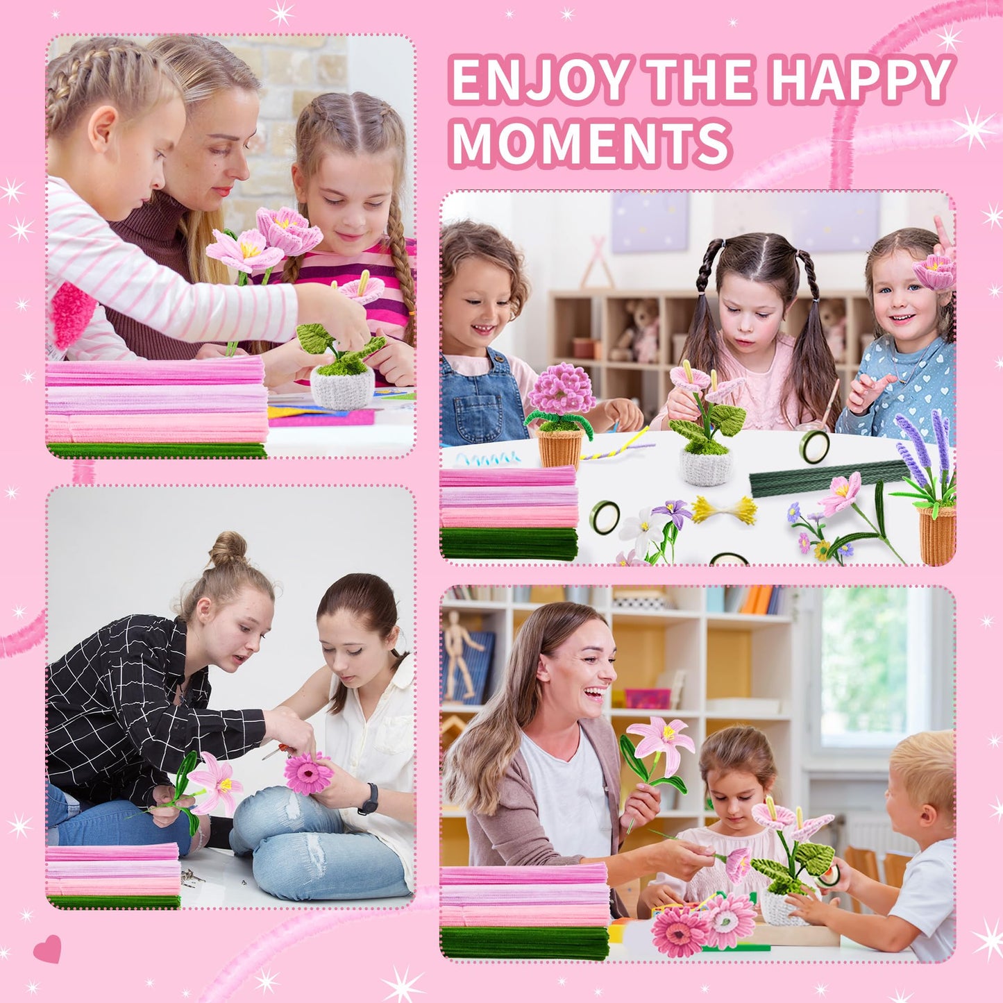 POMBUDS Cleaner Pipe Craft Set for Flowers in Christmas 13 Colors 1300pcs (1300)