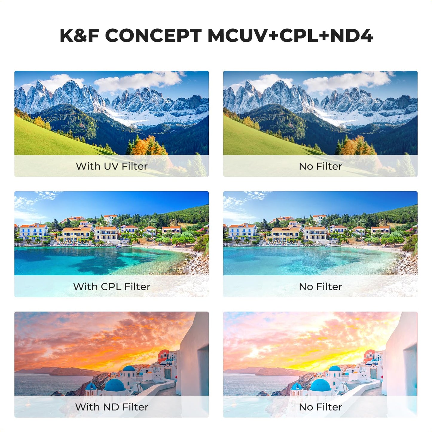 K&F Concept 67mm UV/CPL/ND Lens Filter Kit (3 Pieces)-18 Multi-Layer Coatings, UV Filter + Polarizer Filter + Neutral Density Filter (ND4) + Cleaning Cloth+ Filter Pouch for Camera Lens (K-Series)