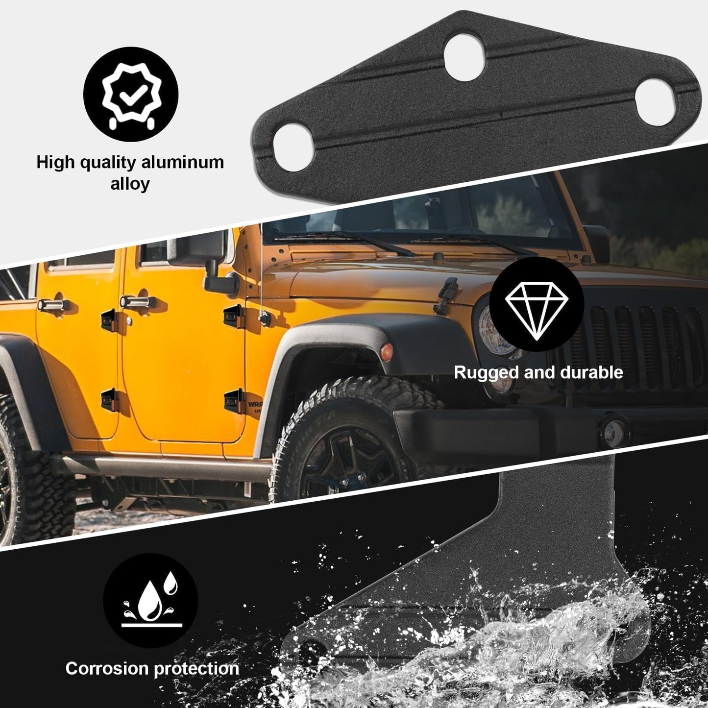 4 Door Hinge Assembly Kits for Jeep Wrangler JK JKU 2007-2018 Unlimited Rubicon Sahara, Inner & Outer Door Hinge Sets Aluminum 16PCS with 32 Screws