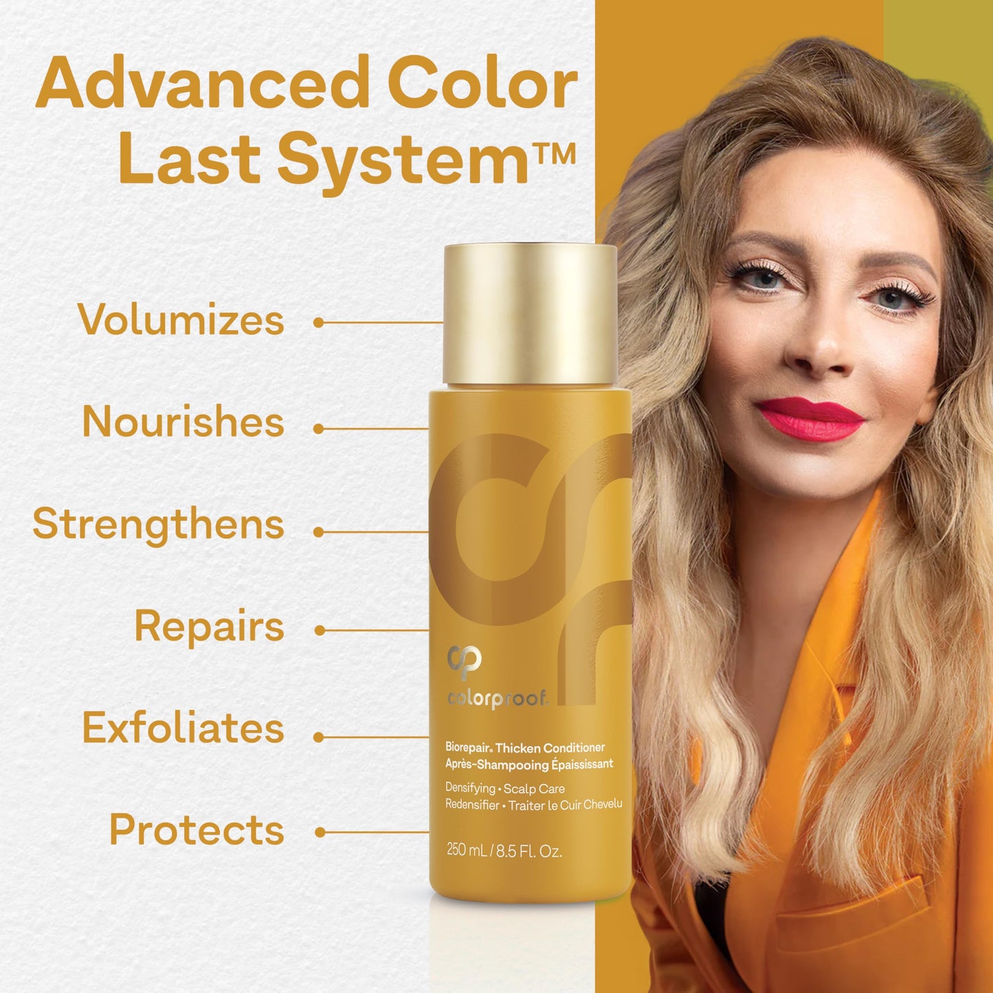 ColorProof Biorepair Thicken Conditioner 8.5 Fl. Oz., Fuller-Looking Hair Conditioner w/Fresh Lime, Eucalyptus, Mint Leaf & Rosemary Scent, Hair Growth-Supporting Conditioner