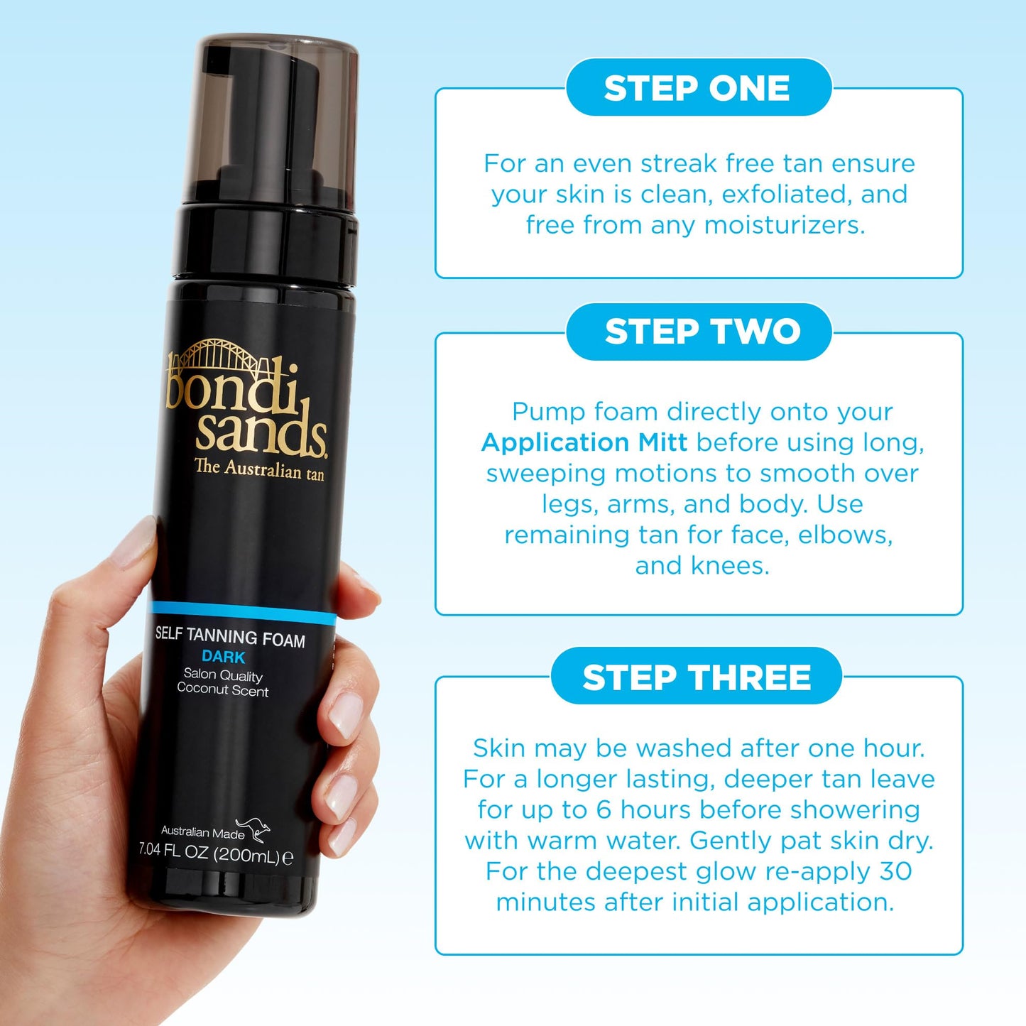 Bondi Sands Dark Self Tanning Foam + Application Mitt | Includes Lightweight Sunless Foam + Reusable Mitt for a Flawless Finish ($30 Value)