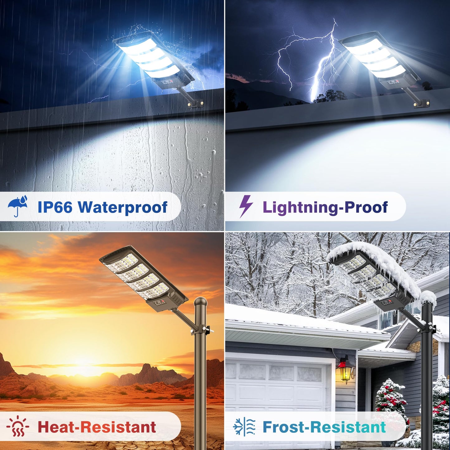 Solar Lights Outdoor - 6500K Solar Street Lights Outdoor Dusk to Dawn, 270° Wide Angle Security Flood Light IP66 Waterproof Solar Lights, Motion Sensor Led Street Lights For Yard/Road/Farm-2PACK