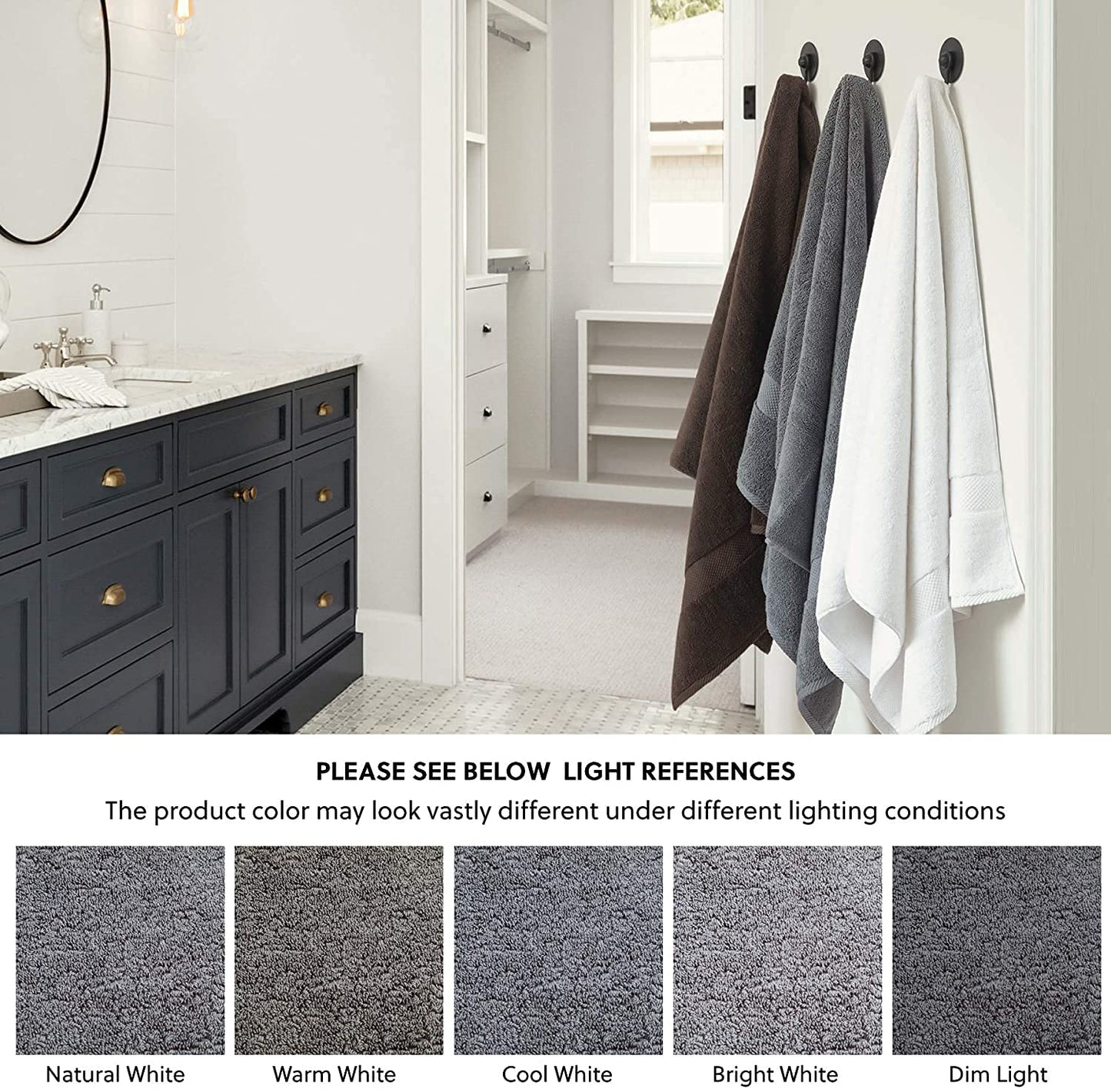 Simpli-Magic Cotton Bath Towels, 25”x50”, Gray, 6 Pack