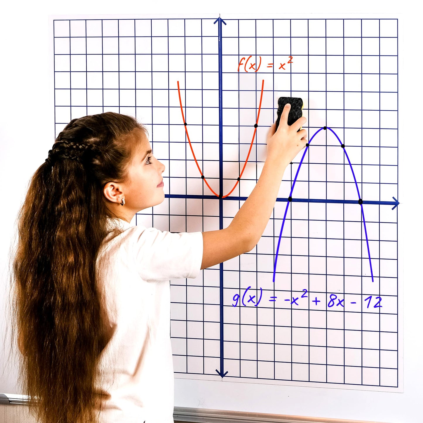 Jumbo Magnetic XY Coordinate Dry Erase Grid, 30"x30" - Write-On & Wipe-Off Magnetic Dry Erase Board Grid, Reusable Dry Erase Graph & Practice Board for Math Graphing, Classroom & Homeschool Supplies