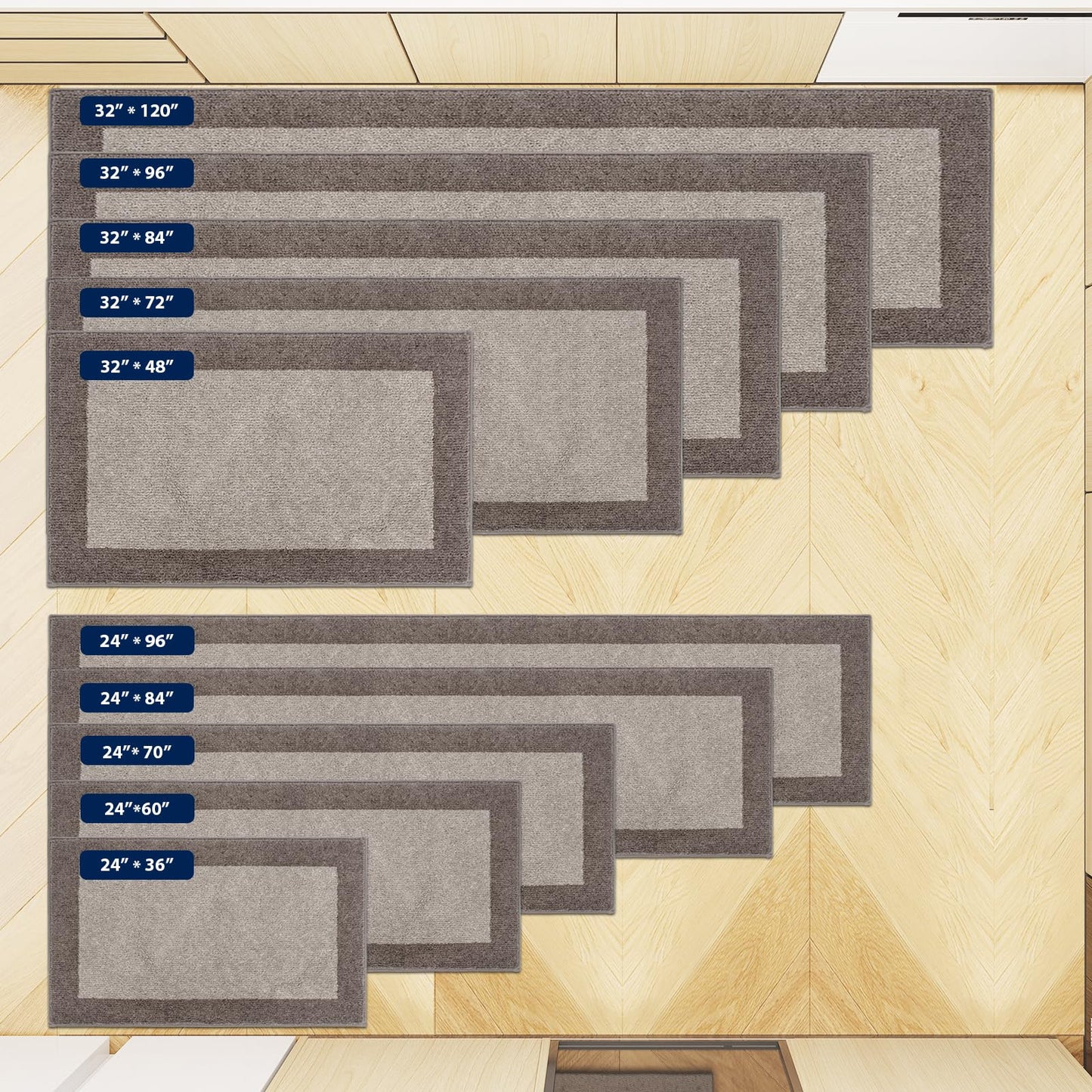 DOMUSTEX Machine Washable Kitchen Rug 24" x 36", Non Slip Kitchen Mat for Floor, Absorbent Entrance Throw Rug for Bedroom, Hallway, Bathroom, Door