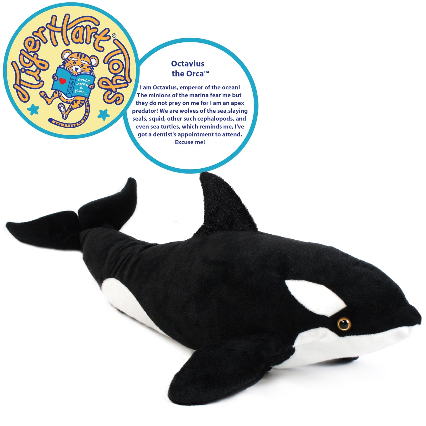 Octavius The Orca Blackfish | Over 2 1/2 Foot Long Big Killer Whale Stuffed Animal Plush | by TigerHart Toys