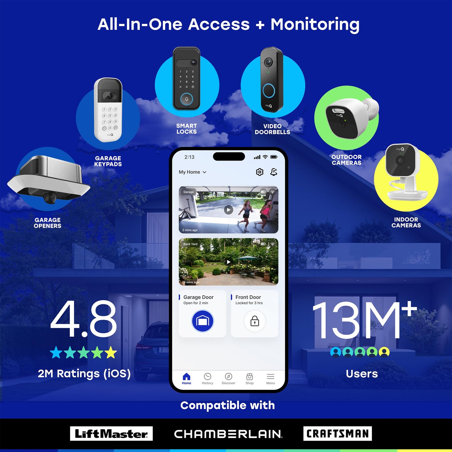 myQ Garage Plug-in Camera Gen 2 – 2K Smart Wi-Fi Garage Camera with Night Vision, Wide-Angle Lens, 2-Way Audio, Magnetic Base & Motion Alerts, App Control – Compatible with Your Garage Door Opener