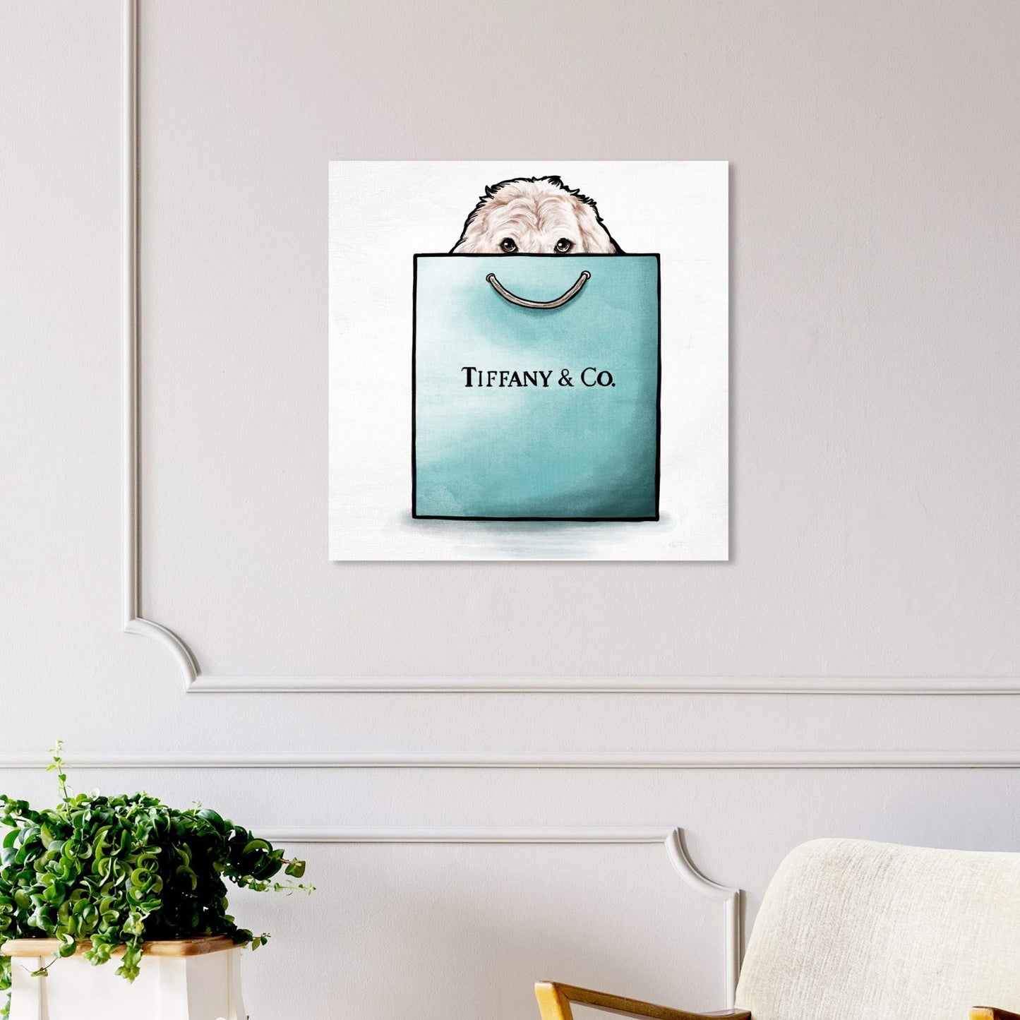 The Oliver Gal Artist Co. Fashion and Glam Wall Art Canvas Prints 'Shop and Peek Buddy' Home Décor 24" x 24" Blue, White