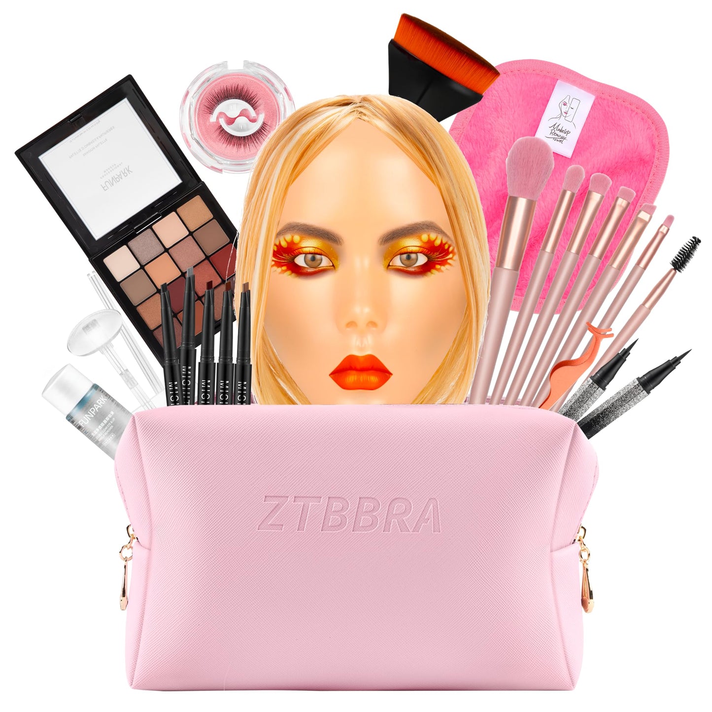 ZTBBRA 3D Makeup Practice Face, Makeup Mannequin Face, Mannequin Head For Makeup Practice, Mannequin Head Human Hair, Ideal for Makeup Beginners & Enthusiasts to Boost Skills!