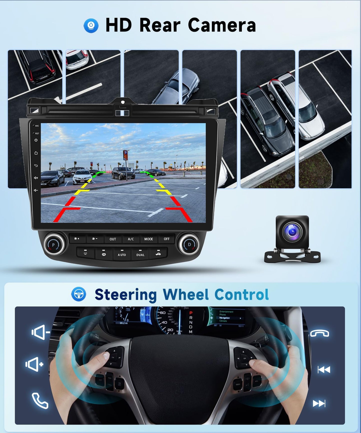 for Honda Accord 7th 2003 2004 2005 2006 2007 Android Car Stereo with Wireless Carplay/Android Auto 10.1" Touchscreen Autoradio Support WiFi GPS Navigation Backup Camera SWC FM/RDS Radio 2G+32G