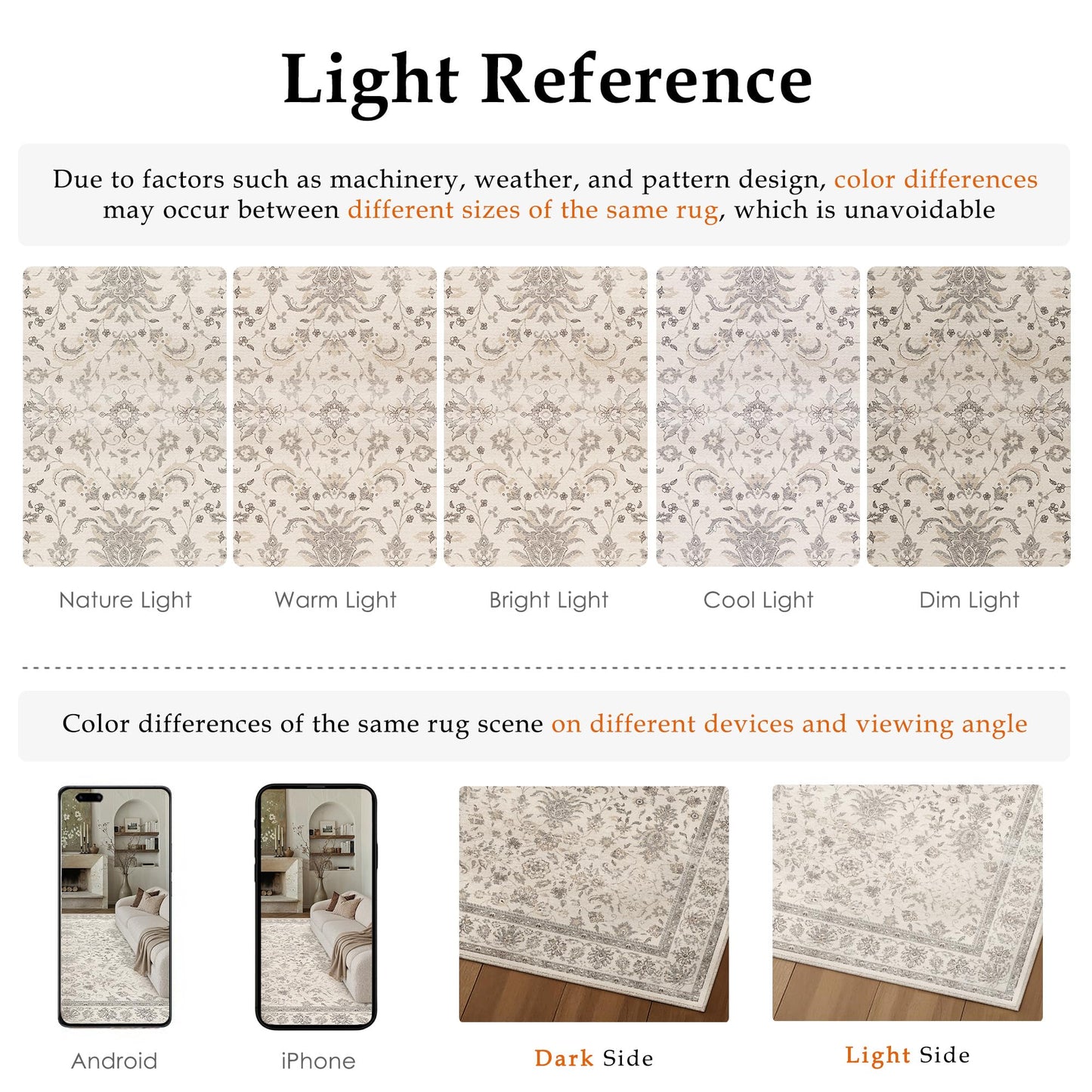 PureCozy 5x7 Area Rug Beige Washable Vintage Carpet Living Room Bedroom Non Slip Stain Soft Resistant Low Pile Thin Boho Accent Indoor Throw Rug for Dining Room Office
