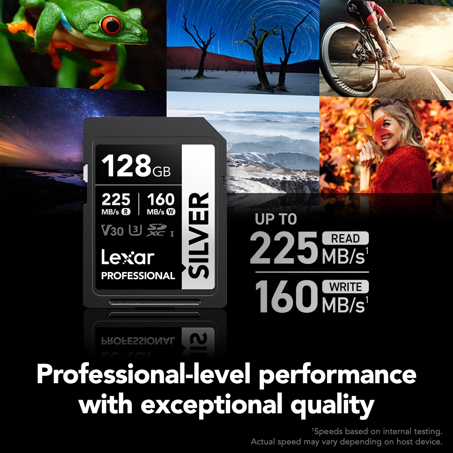 Lexar 128GB Professional Silver SD Card, UHS-I, C10, U3, V30, 4K, Up to 225/160 MB/s SDXC Memory Card, for Professional Photographer, Videographer, Enthusiast (LSDSILV128G-BNNNU)