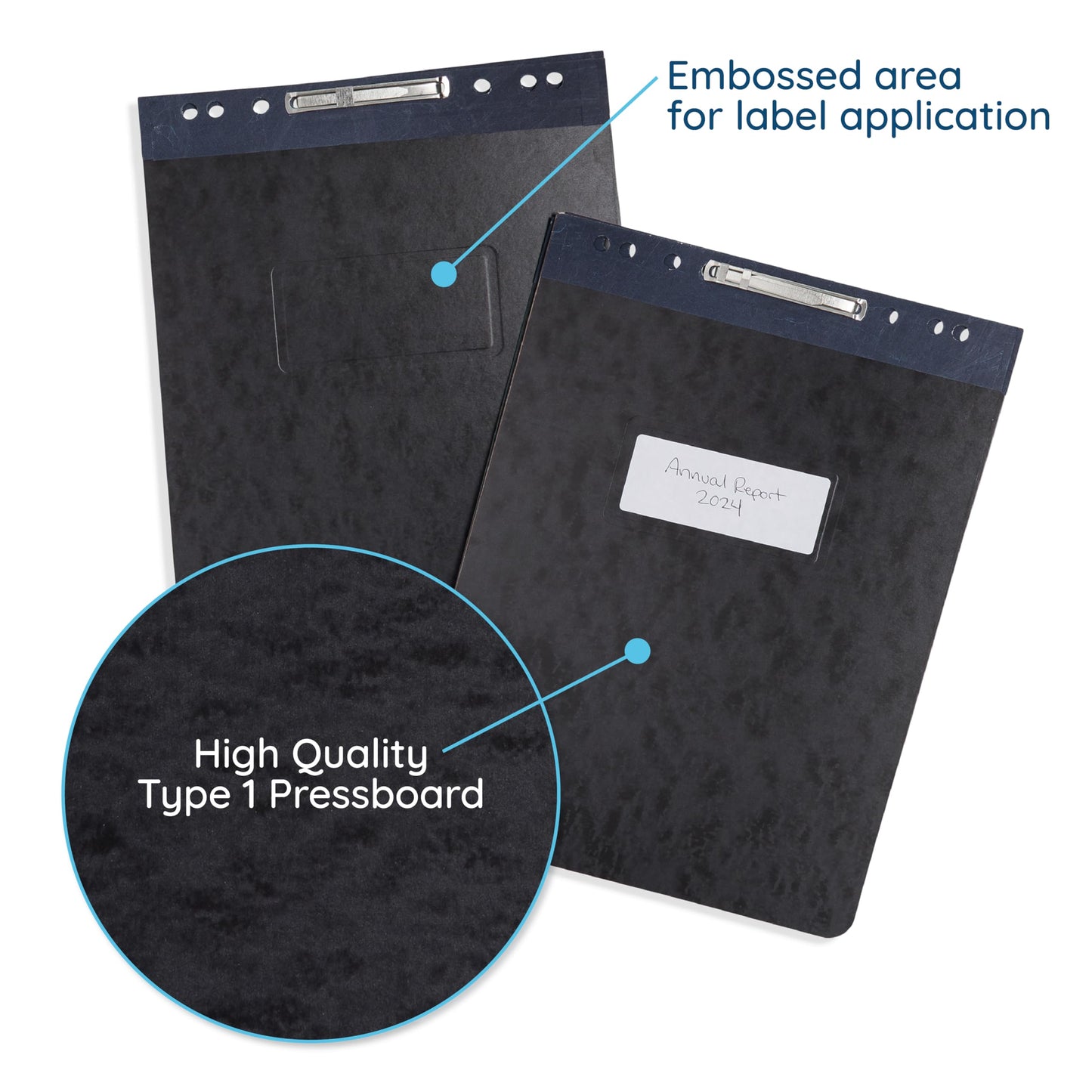 25 Blue Summit Supplies Report Covers with Sliding Bar Fastener - Black Pressboard Report Covers, Letter Size, Durable 2'' Capacity Business Report Covers