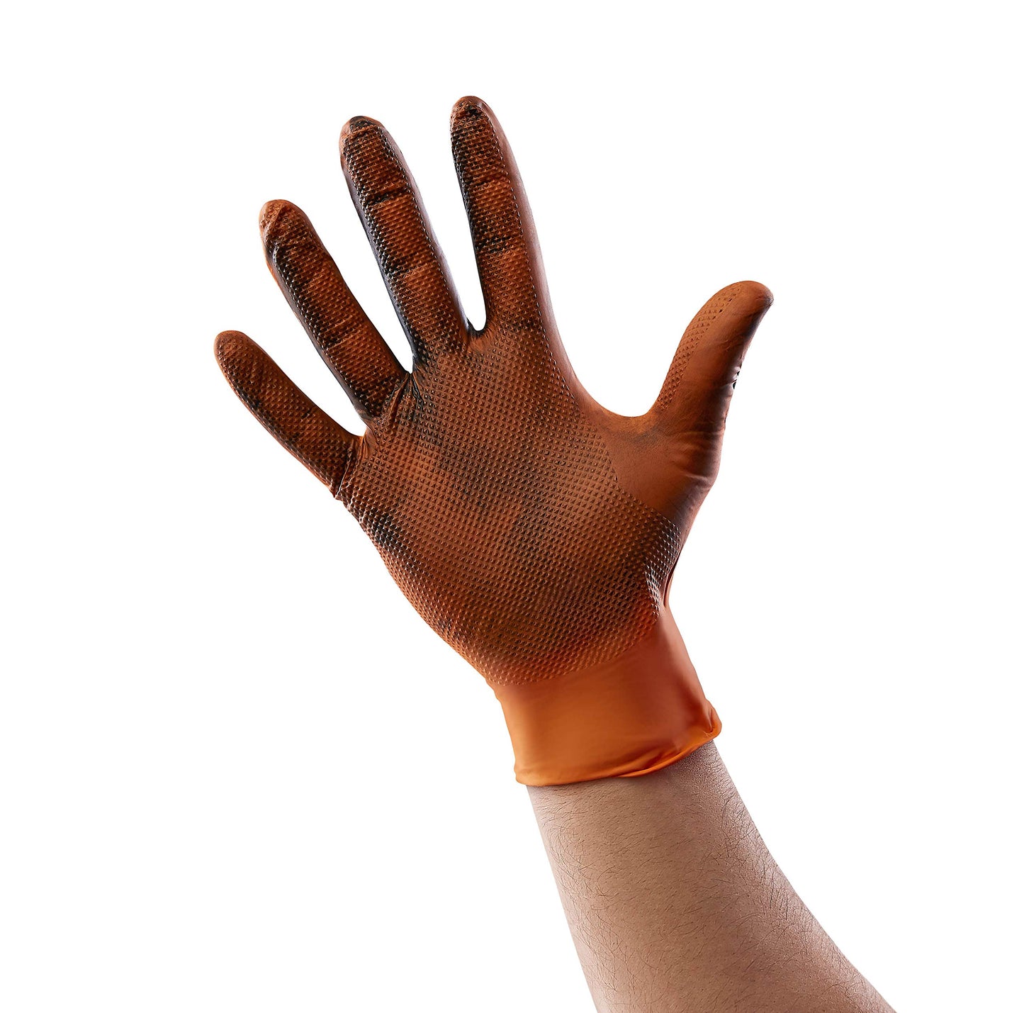 Venom Steel Maximum Grip Nitrile Gloves, 8 Mil Thick, Raised Diamond Texture For Grip, Puncture and Rip Resistant, Hi-Visibility Orange, Large (100 Count)