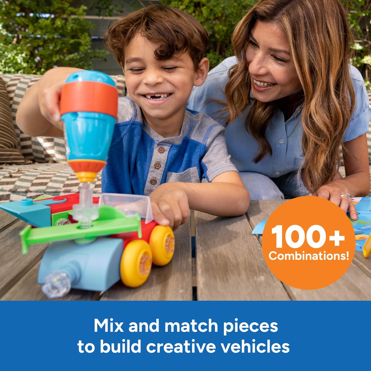 Educational Insights Design & Drill Build-It Bucket with Electric Drill Toy, 41 Pieces, Preschool STEM Toy, Gifts for Boys & Girls, Ages 3+