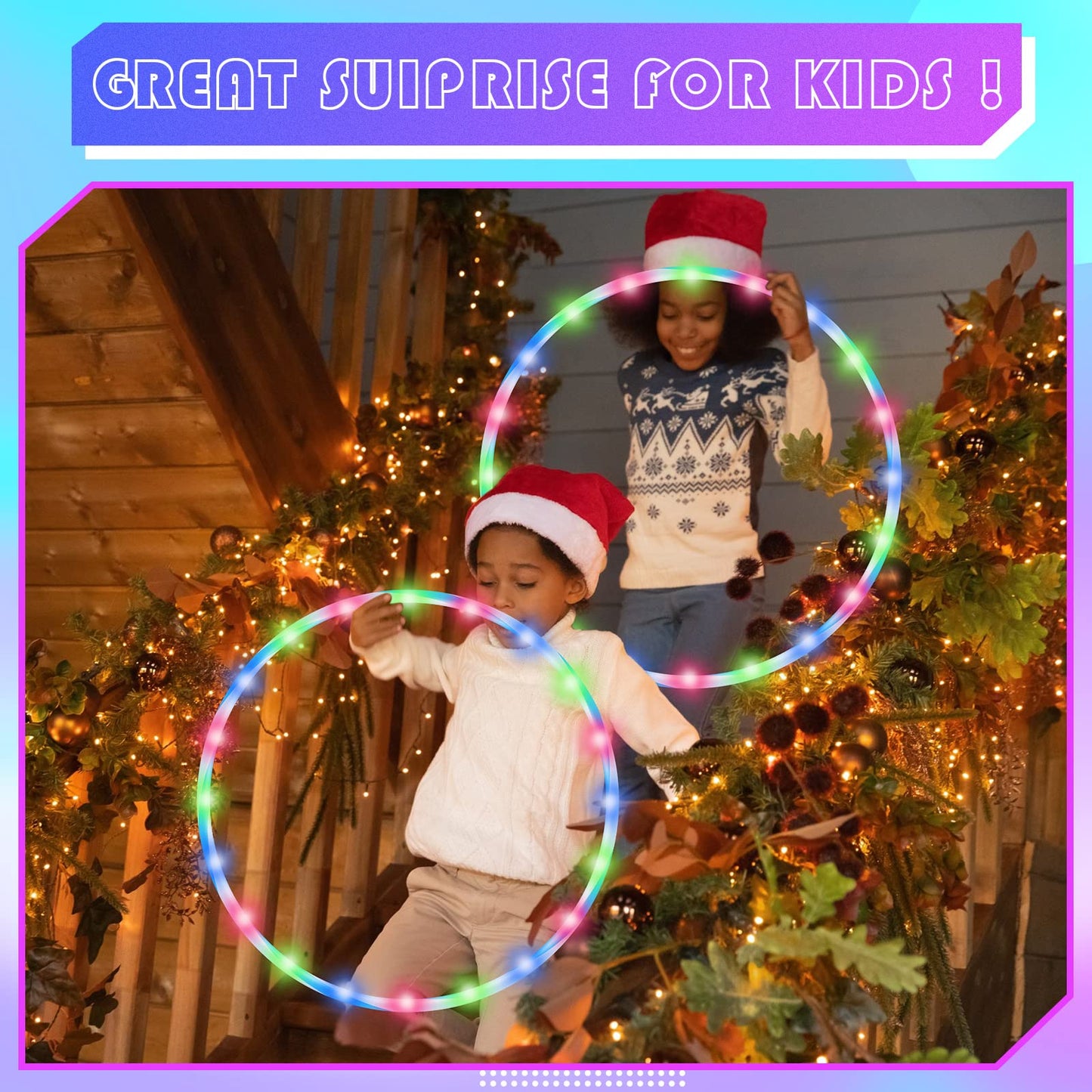 Jerify 4 Pack LED Hoop Light up LED Glowing Lights Fitness Exercise Hoops 10 Color Changing Exercise Glowing Hoop for Dance Dark Fitness(23 Inch)