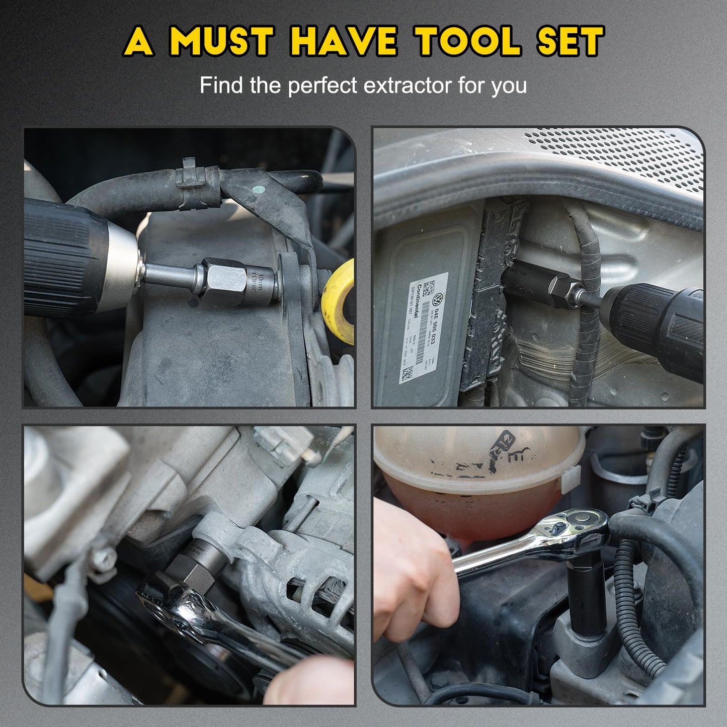Topec Deep Bolt Extractor Set 28PCS, 3/8" Drive Bolt Extractor Kit, Spark Plug Extractor Socket Set, Lug Nut Removal Tool for Stripped, Broken, Rounded Bolts Lug Nut Stud Remove