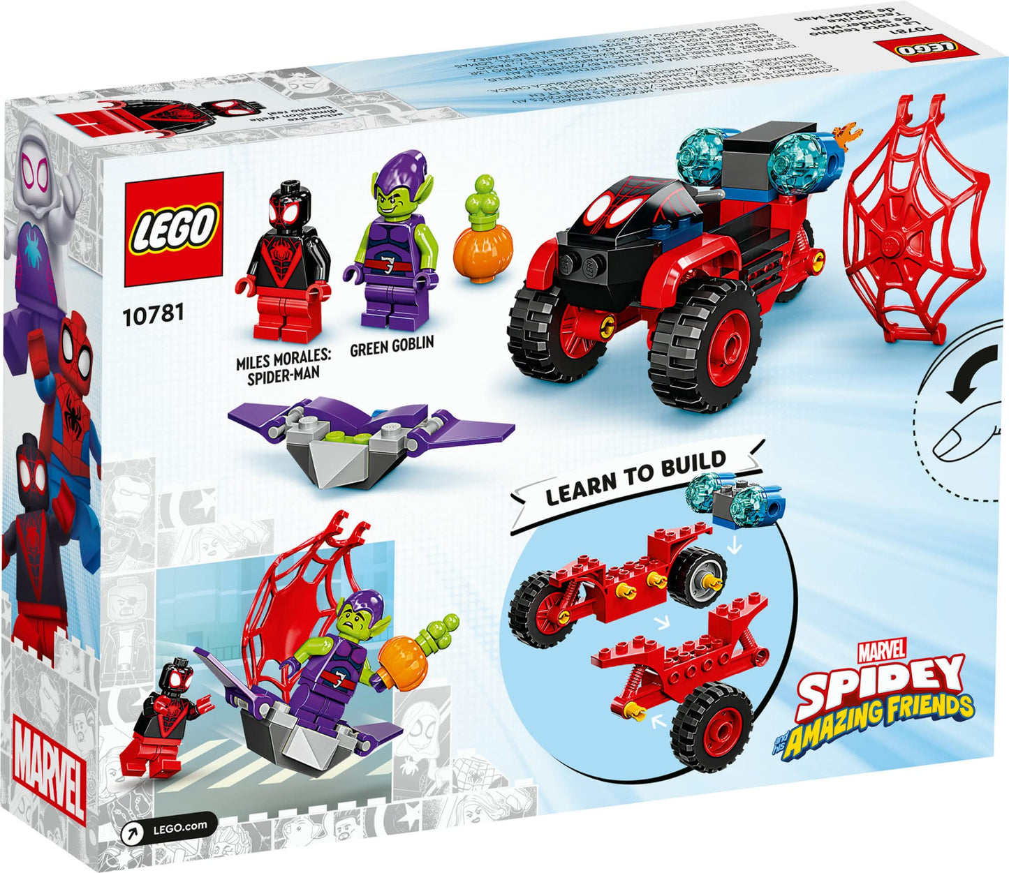 Lego Marvel Spider-Man Miles Morales: 10781 Spider-Man’s Techno Trike Set, Spidey and His Amazing Friends Series, Toy for Preschool Kids Age 4 +