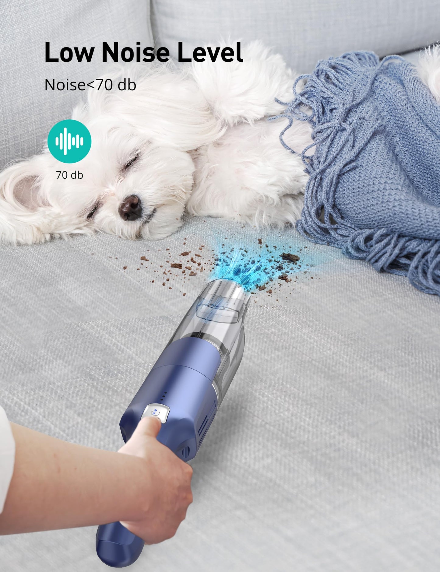 HawKam Handheld Vacuum Cordless, 24KPA Powerful Car Vacuum, Rechargeable, Charging Dock, Ergonomic Handle, 2-in-1 Crevice Tool, 1.8lb Portable Vacuum Cleaner with 2-Speed for Car, Home