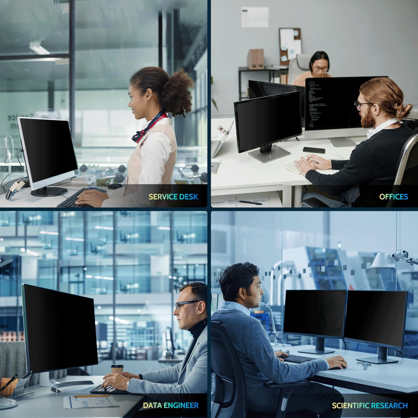 Peslv 2-PACK 24 Inch 16:9 Computer Privacy Screen for Widescreen Monitor, 24inch Removable Anti Blue Light Glare Eye Protection Shield, Black Blackout Anti Spy Desktop Security Private Filter