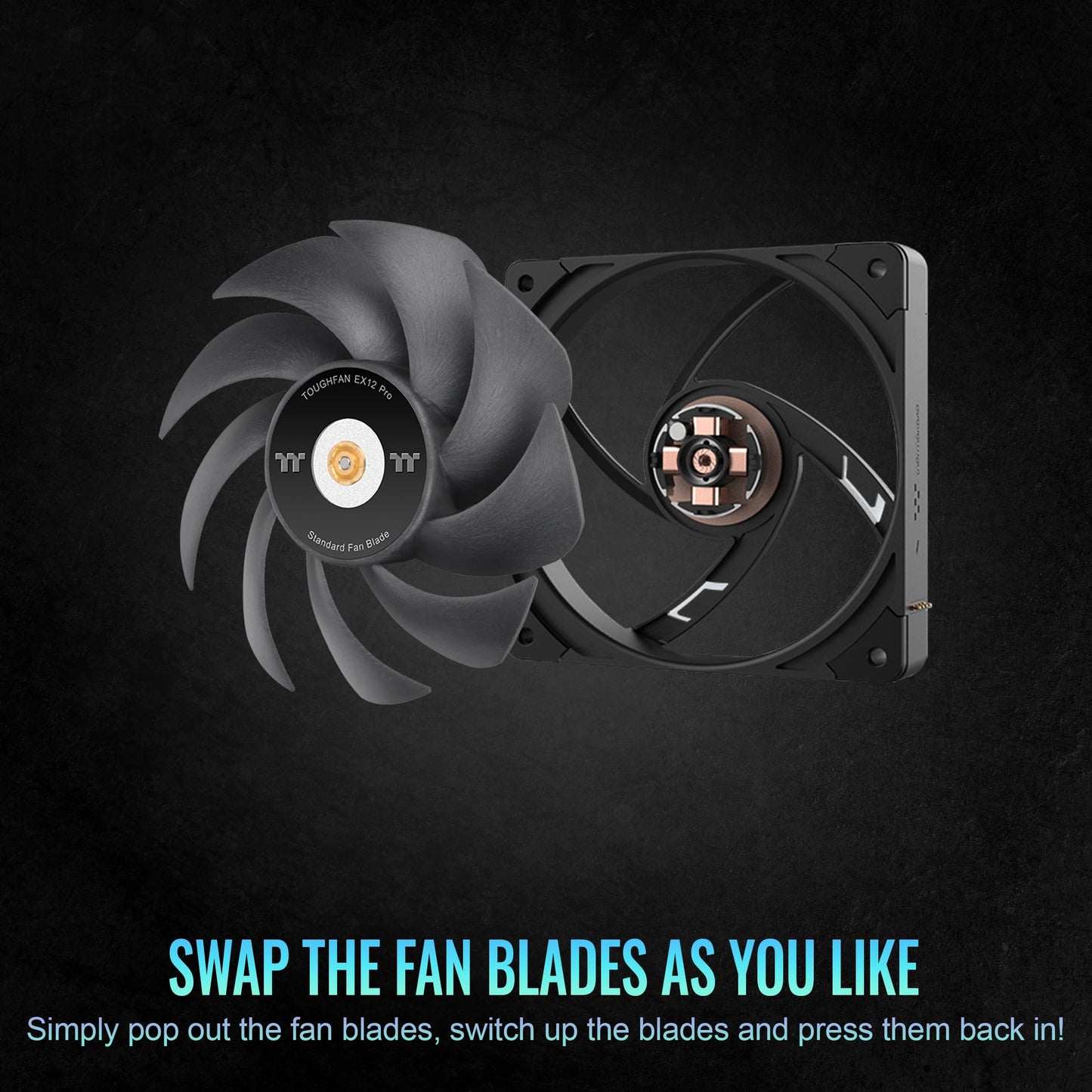 Thermaltake TOUGHFAN EX12 Pro PC Cooling Fan, Magnetic Connection, Swappable Fan Blade, PWM Controlled 500~2000 RPM, Air Flow 70.8 CFM, 120mm Case/Radiator Fan (3 Pack) CL-F171-PL12BL-A