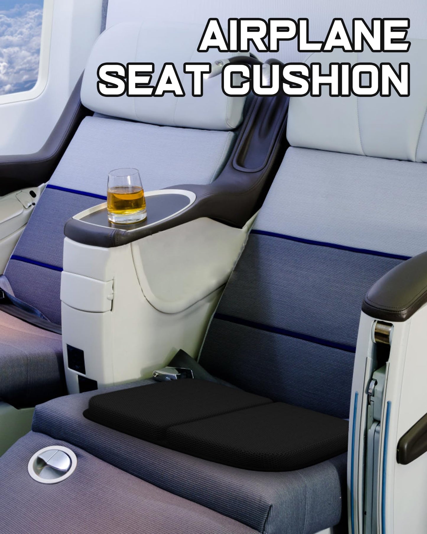 Rexley Gel Travel Seat Cushion, Portable Airplane Seat Cushion, 16.5" x 12" Large Size Foldable for Airplane Seats, Office Chair, Camping, Bleachers, Flights, Commute