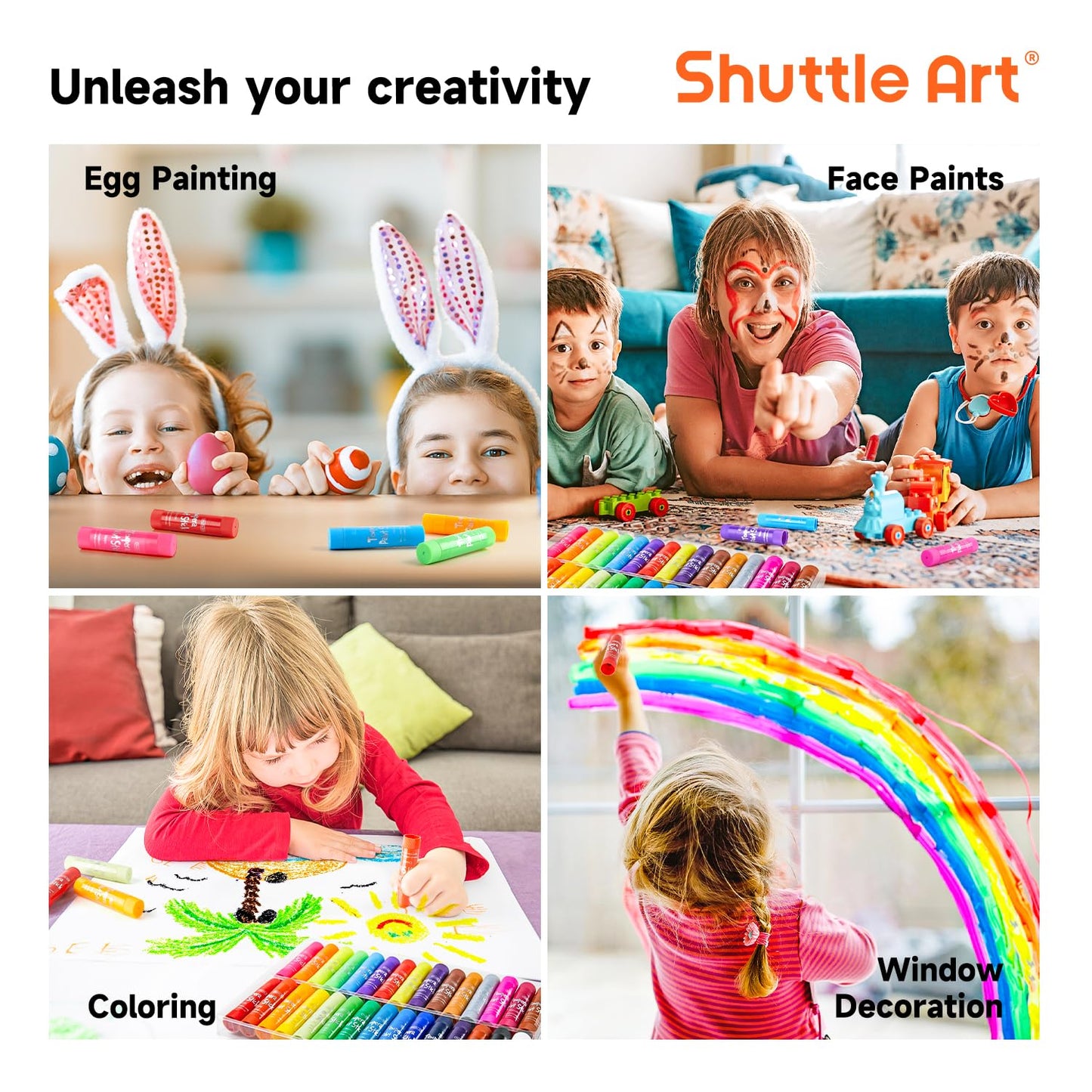 Tempera Paint Sticks, Shuttle Art 31 Pack Solid Tempera Paint Set, 30 Colors with 1 Drawing Pad for Kids, Washable, Super Quick Drying, Works Great on Paper Wood Glass Ceramic Canvas