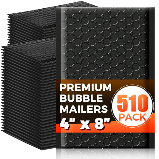 510-Pack Bubble Mailer 4'' x 8'' - Self-Sealing Waterproof Small Mailing Envelopes Padded Lightweight Shipping Bags for Accessories, Small Parts, Jewelry, Trading Cards, Compact Items 4x7 Usable Space