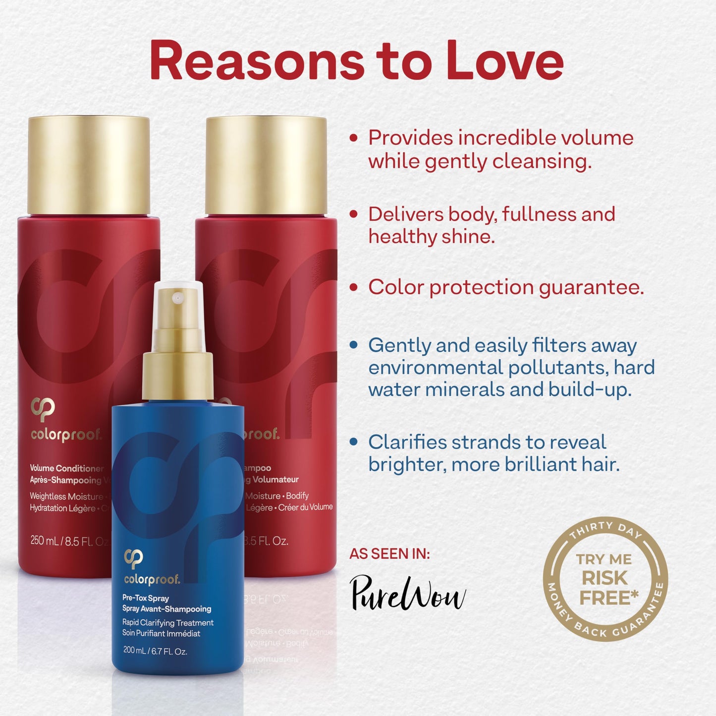 Colorproof Volume Gift Set - Volume Shampoo (8.5 Fl. Oz.), Volume Conditioner (8.5 Fl. Oz.), Pre-Tox Spray (6.7 Fl. Oz.)