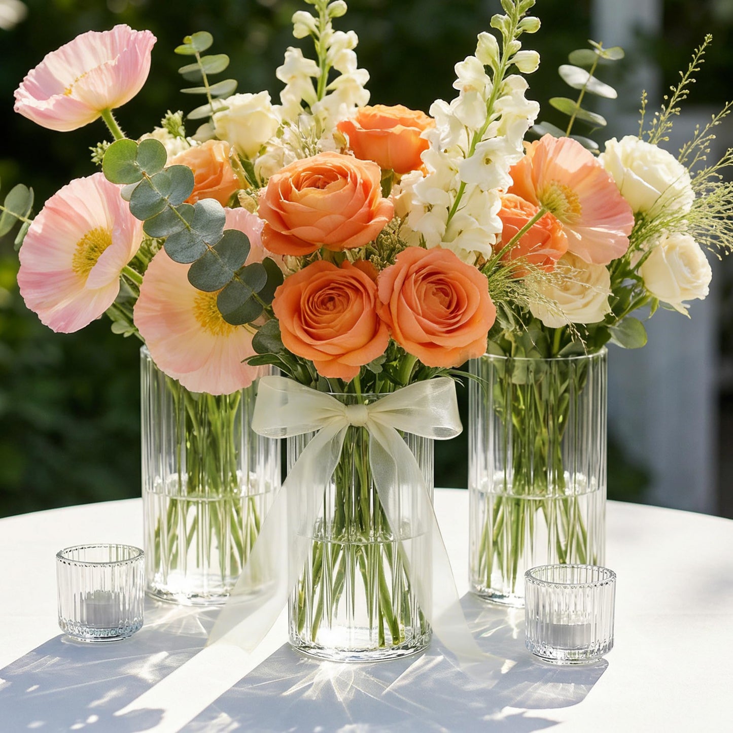 12pcs Stripe Glass Cylinder Vases for Centerpieces, 6 Inch Tall Flower Vase for Wedding Decorations, Hurricane Vases Floating Candle Holder for Table Centerpiece Wedding Home Décor