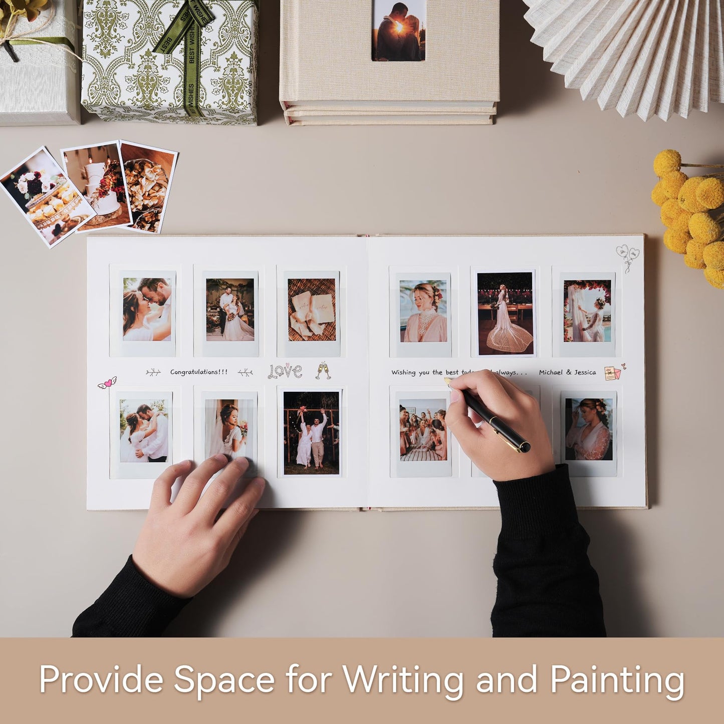 Rseozr 168 Pockets Instax Mini Photo Album For 2x3 Pictures, Linen Hardcover Polaroid Photo Album With Writing Space, Polaroid Album Book For Fujifilm Instax Mini Instant Camera (Beige)