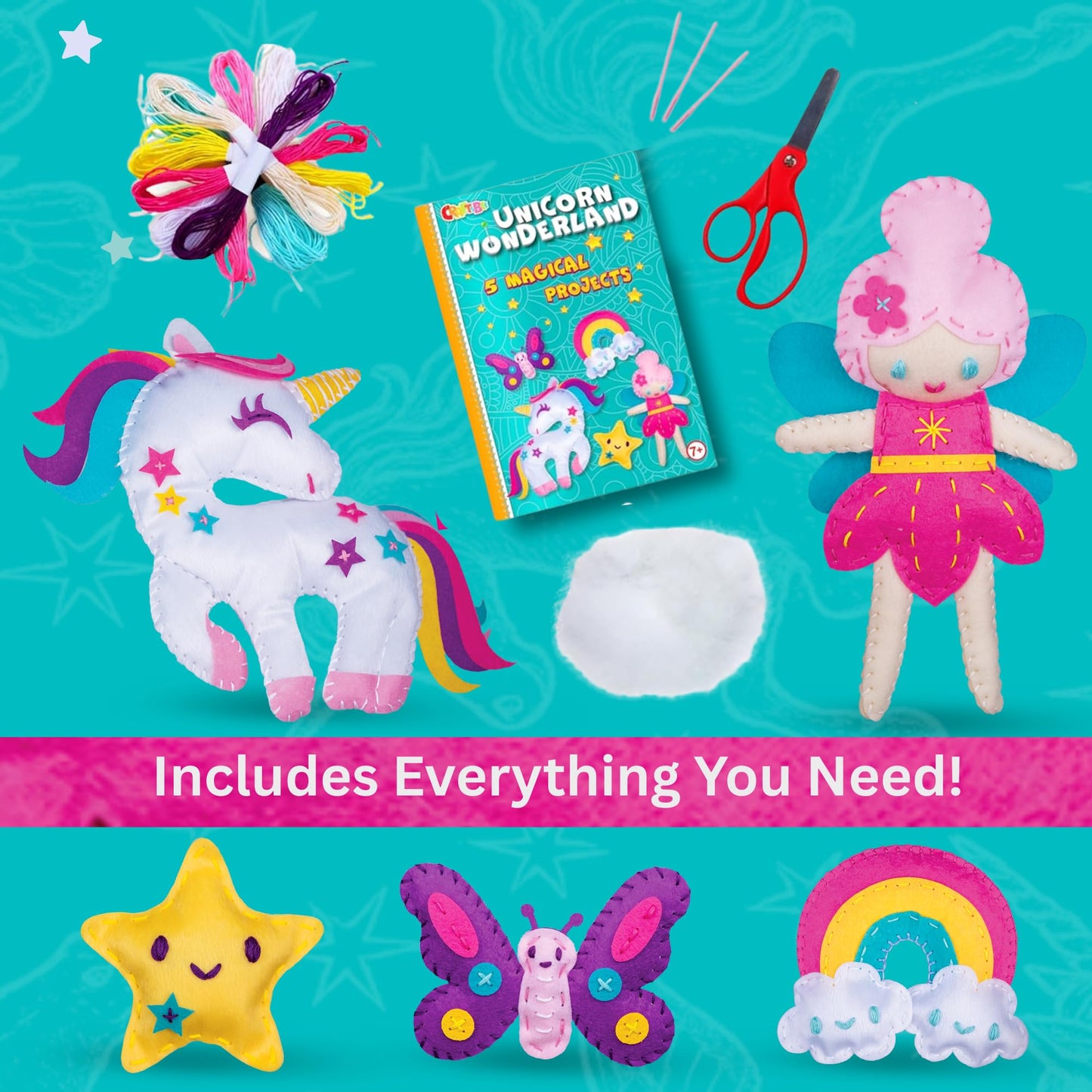 Sewing Kit for Kids - Unicorn Wonderland Learn to Sew Magical Projects - Beginner Sewing Kit for Girls 7 8 9 10 11 12 yrs - Sewing Kits for Kids with Instructions and Sewing Supplies