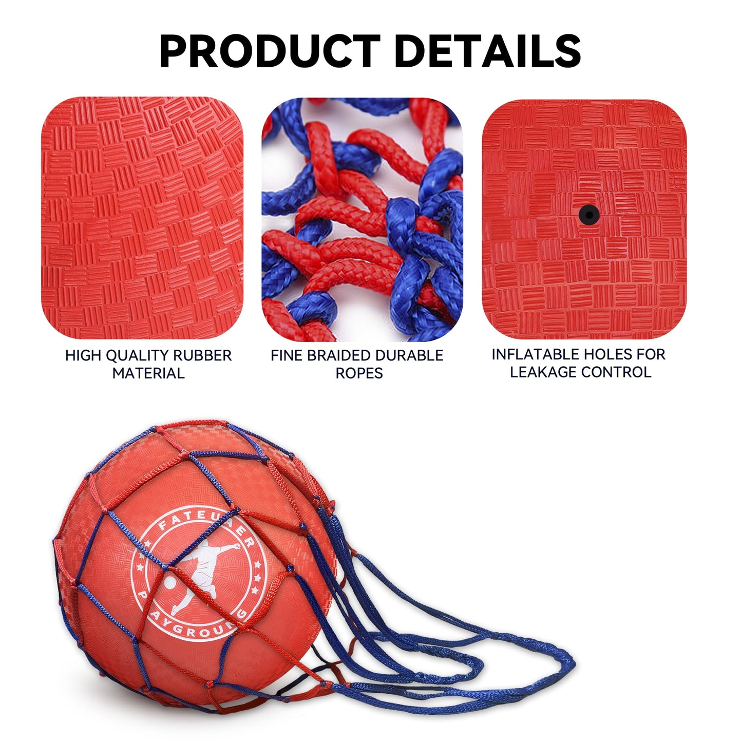 8.5 Inch Kickball Set, Dodgeballs 2 Pack, Playground Balls Gift for Kids & Adults, Bouncy Balls Includes Pump and Storage Bag, Handball for Outdoor & Indoor Games, Official Size for Camps and Schools