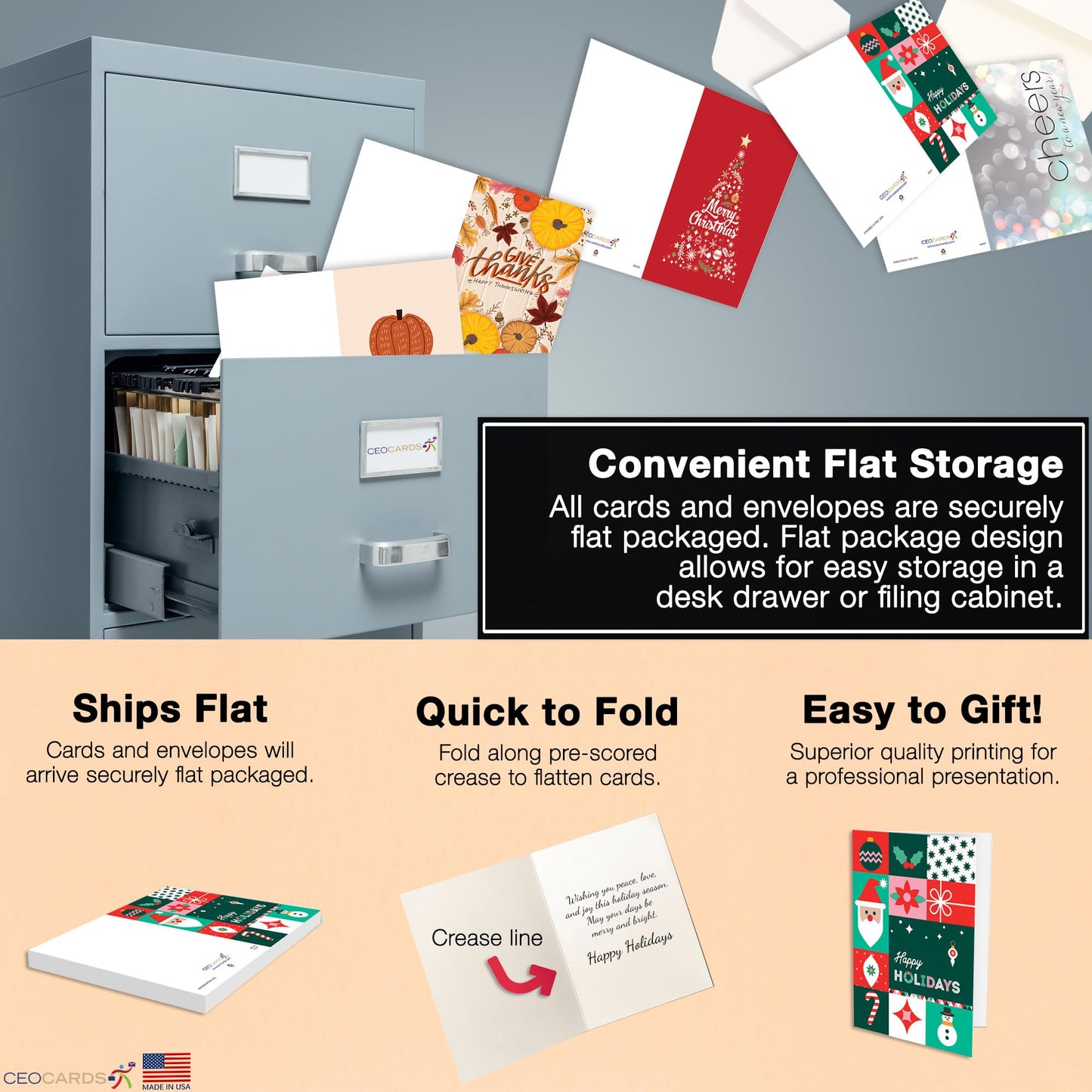 Happy Birthday Cards with Envelopes (25 Assortment Pack – 5 Designs) Bulk Birthday Card Set for Family & Business (5x7 inch – A7) Office, Work, Coworkers, Employees, Clients (VP2411) Made in USA