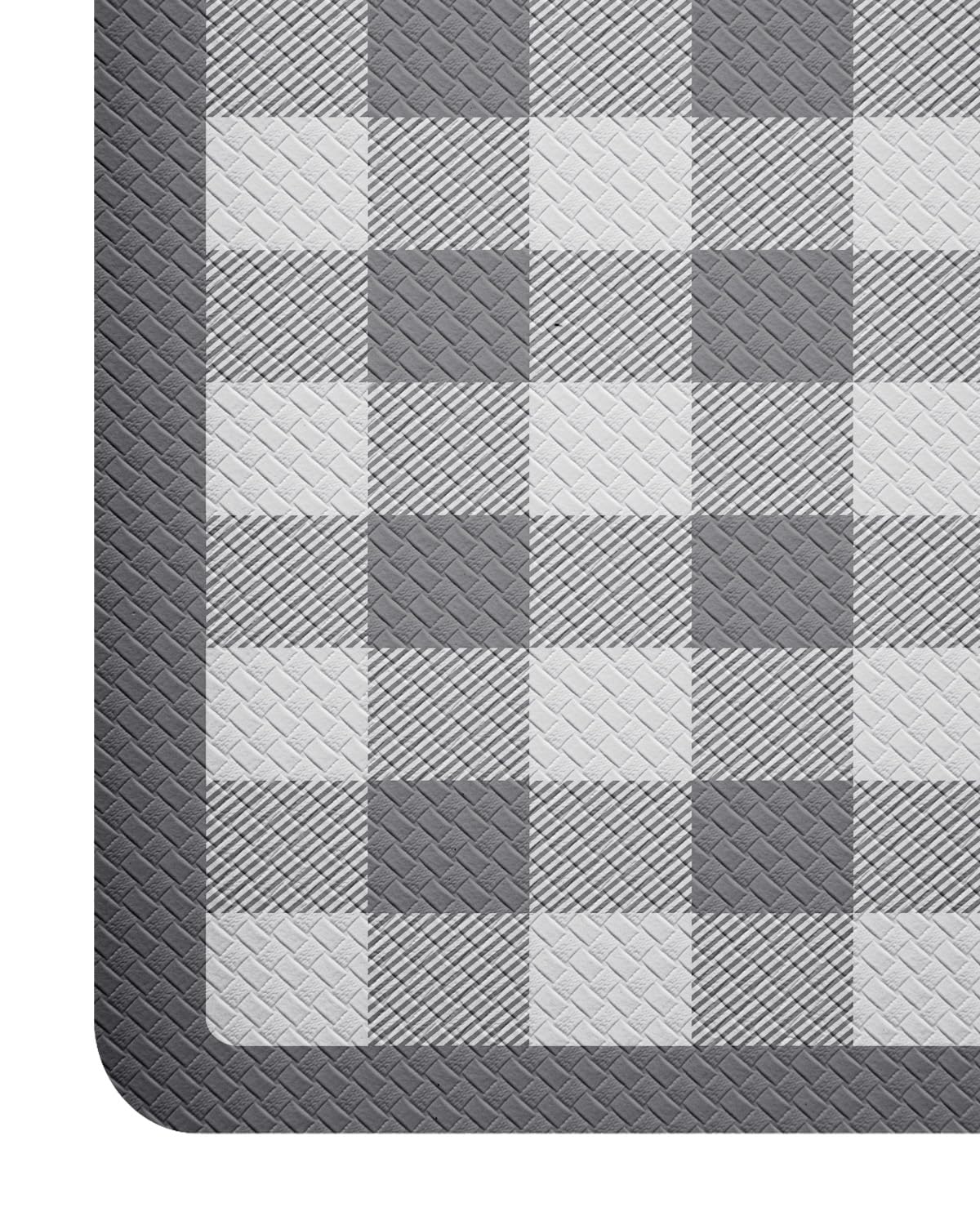 DEXI Kitchen Floor Mats Anti Fatigue, 20x29+20x59 Large Wide Cushioned Runner Rug Memory Foam, Waterproof Comfort Standing Padded Non Skid for Home Office Sink Laundry Grey and White Buffalo Plaid