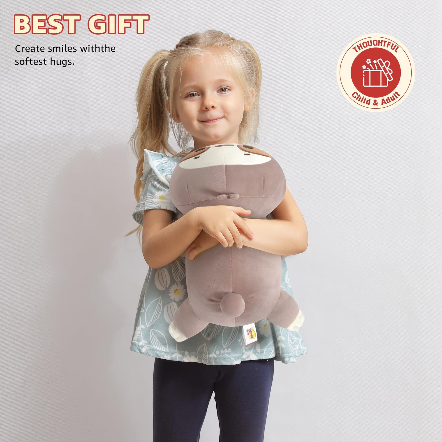 Onsoyours Original Sloth Weighted Stuffed Animals - 1.8 lbs Cute Sloth Plushies, 13.8 inch Soft Plush Toys Gifts for Kids & Adults Grey