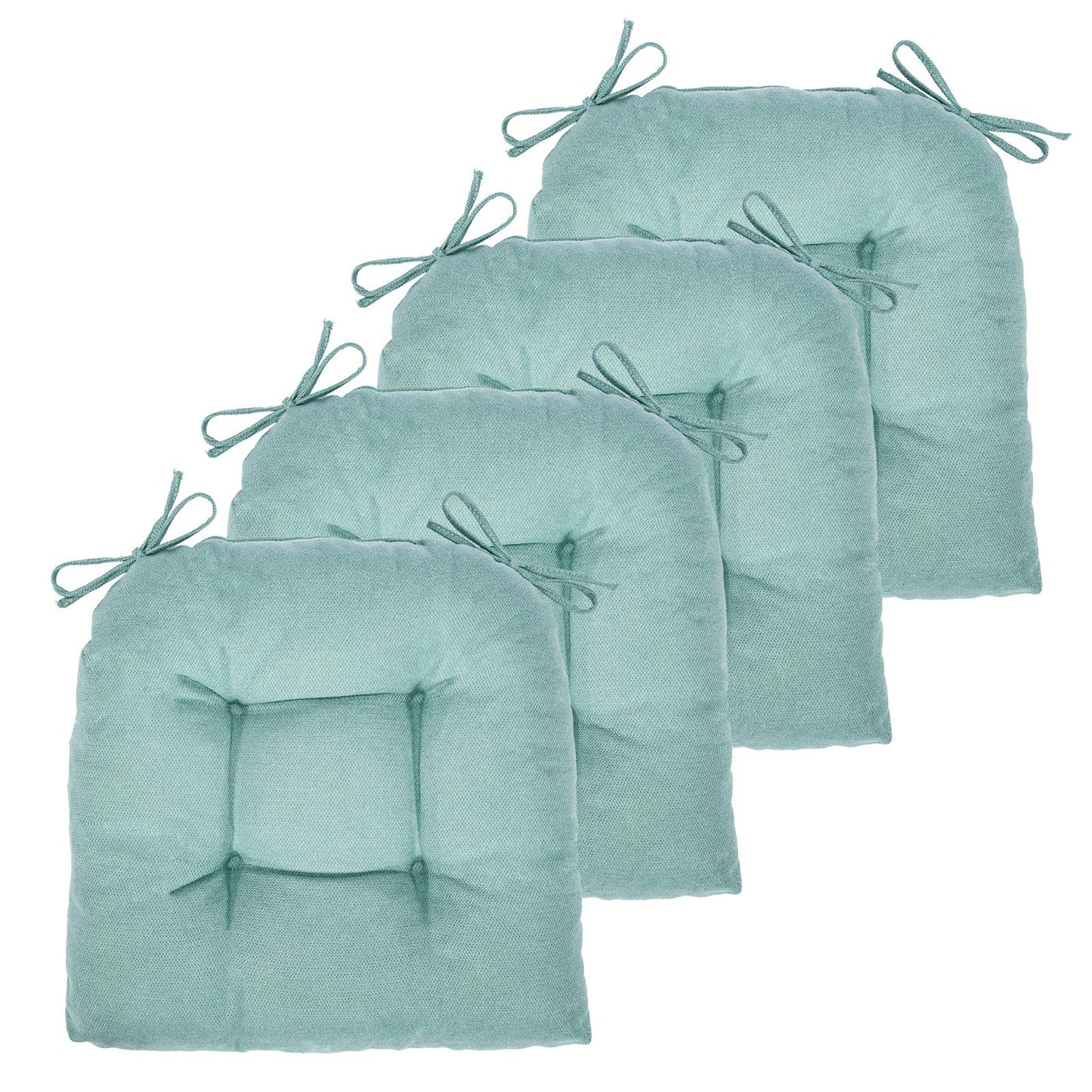 JAMPAYANG Chair Cushion, 4 Pack Chair Cushions for Dining Chairs, Chair Pads and Mat with Ties for Indoor Kitchen Seat and Desk (4 Count - 17 x 16 in, Aqua Blue)