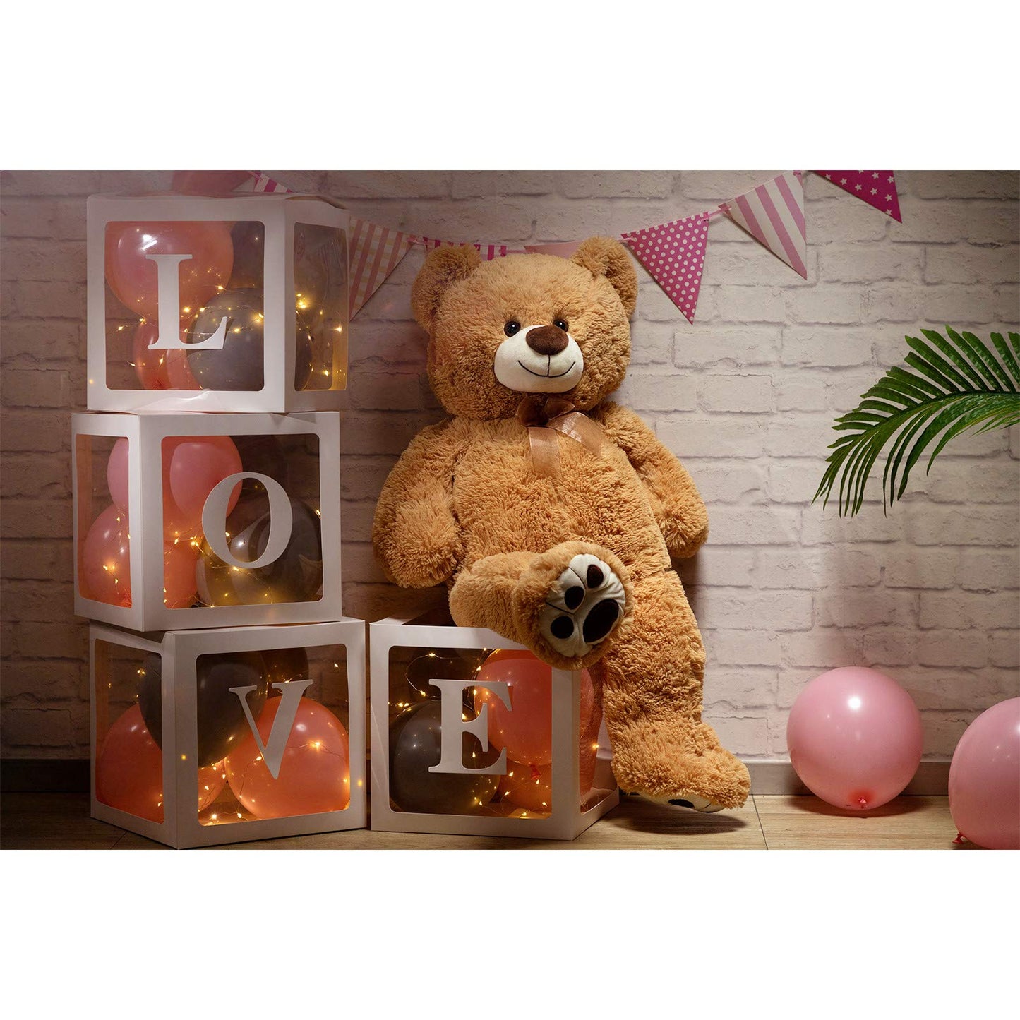 HollyHOME Teddy Bear Stuffed Animal Plush Giant Teddy Bears with Footprints Big Bear 36 inch Tan