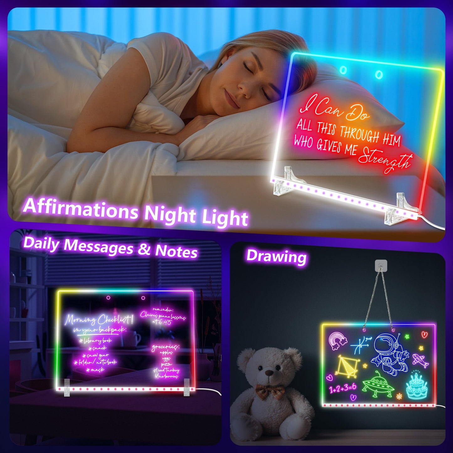 16" Led Drawing Board for Kids with 18 Tracing Stencils - Light up Led Note Board, 2026 Birthday Gifts for Boys Girls Ages 5 6 7 8 9 10 12+ Year Old, Magic Glow Art Toys for 6 7 8 9 10 Year Old, 39PCS
