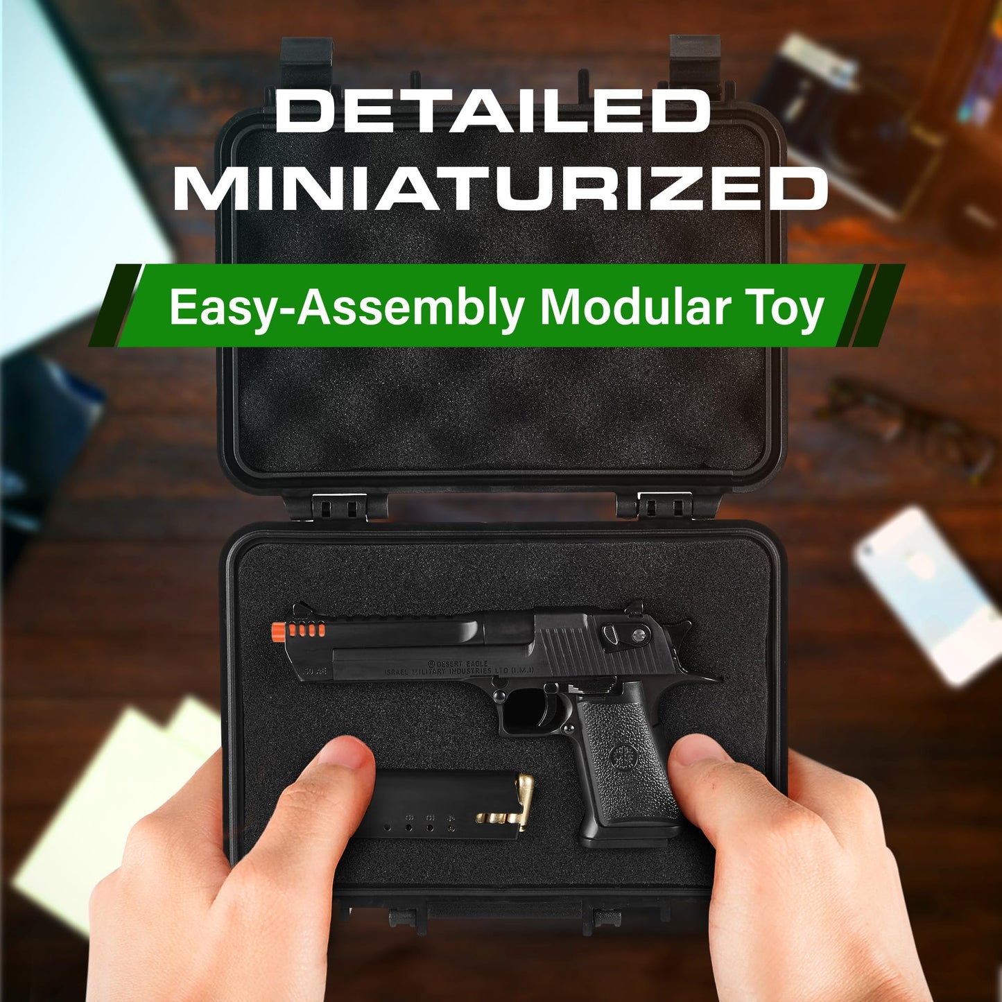 MASSIMO PRECISION Miniature Desert Eagle Model Kit 1:2.05 Scale - Metal Build Model Set for Desktop Display - Gift for Enthusiasts & Collectors - No Shooting Function (Black-A)