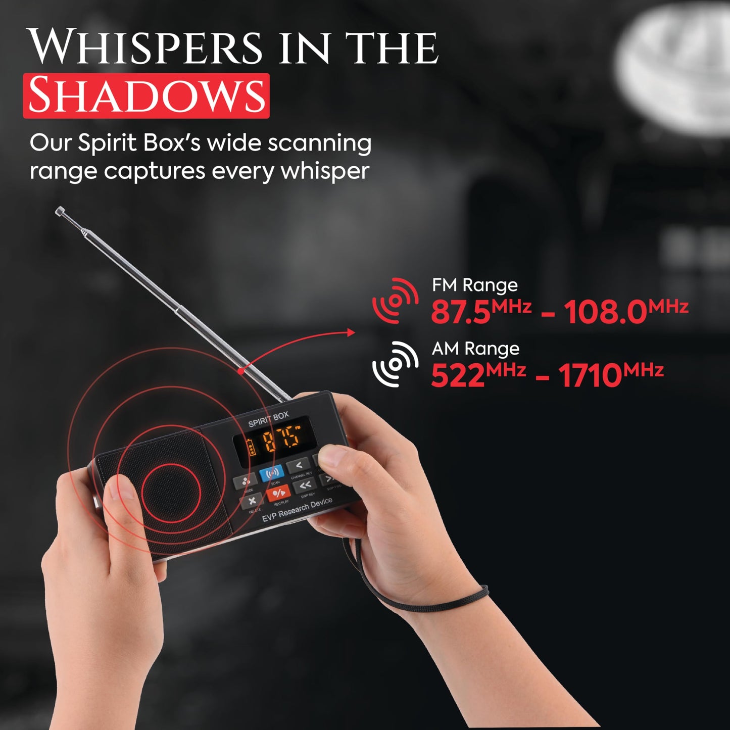 PARANORMIC Spirit Box Ghost Hunting Equipment — Handheld EVP Ghost Hunting Equipment Kit with 32 GB Micro SD & Integrated Flashlight — Paranormal Equipment Ghost Box for Scanning & Recording Spirits