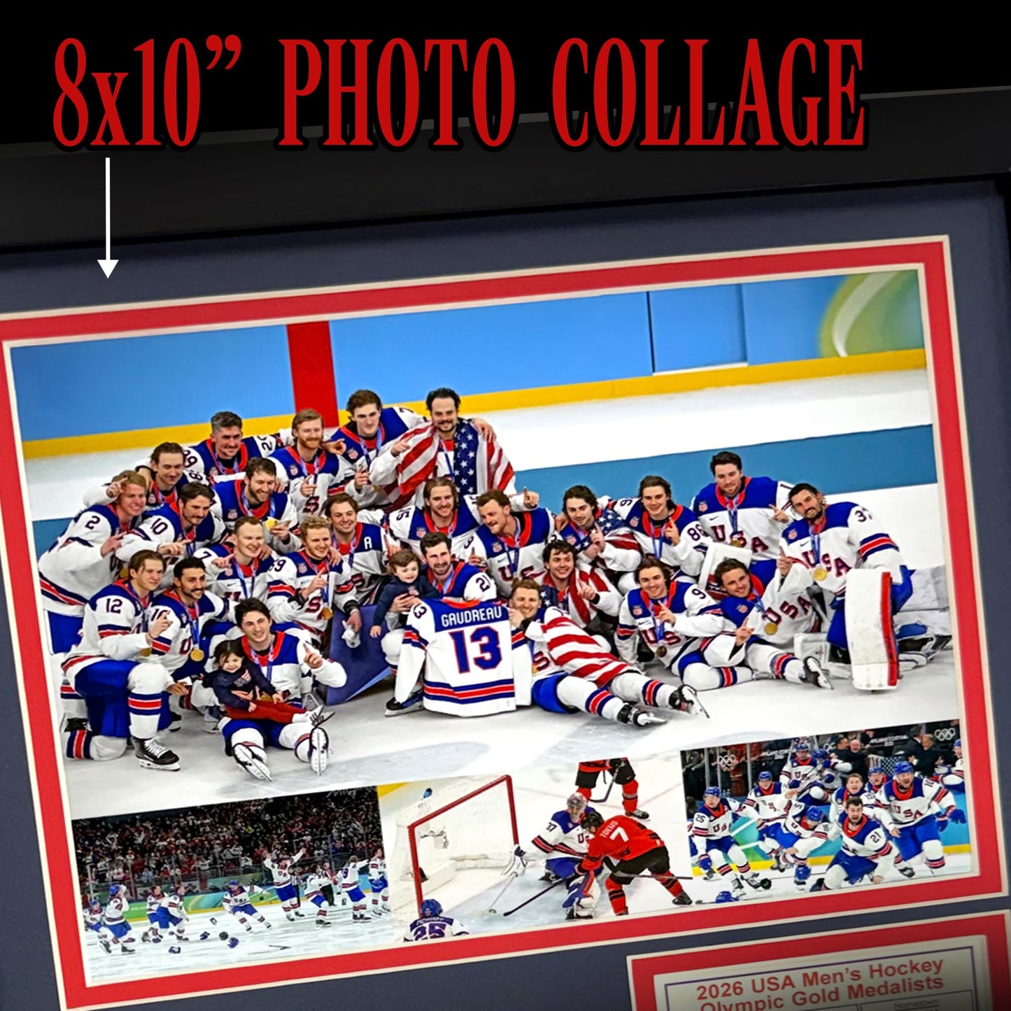 Legends Never Die 2026 USA Hockey Gold Medal Winners | Collectible Winter Olympics Ice Hockey Memorabilia | Framed Picture & Photo Collage Gift, Man Cave Wall Art, Home Decor | 2 Sizes (12"x15")