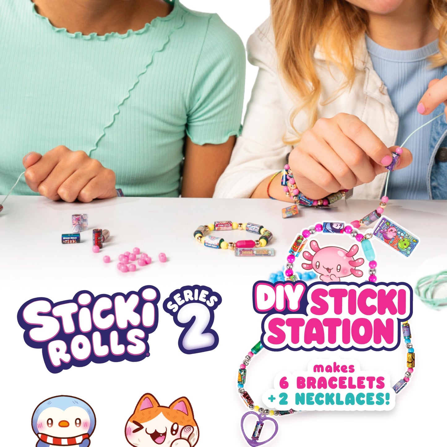 Sky Castle STICKI Rolls Sticki Station - The Original Wearable Shareable Sticker Jewelry Kit | Includes 320 Mini Stickers | Builds 6 Bracelets & 2 Necklaces | Over 1000 Designs to Collect! (Series 2)