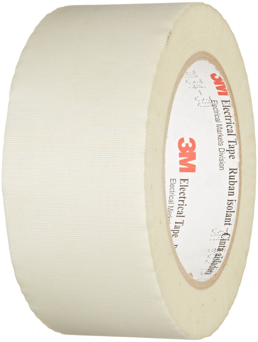 3M 69 Glass Cloth Electrical Tape, Flame Retardant & Insulating, Silicone Adhesive, White, 2 in x 36 yd, 1 Roll