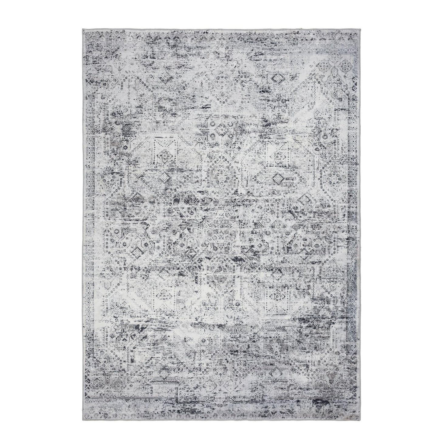 Domitapis Area Rug 5×7, Vintage Boho Rug,Ultra-Soft Low Pile, Washable, Non Slip,Stain Resistant Printed Carpet for Living Room Bedrooms Playroom Office Kitchen, Classic Grey.