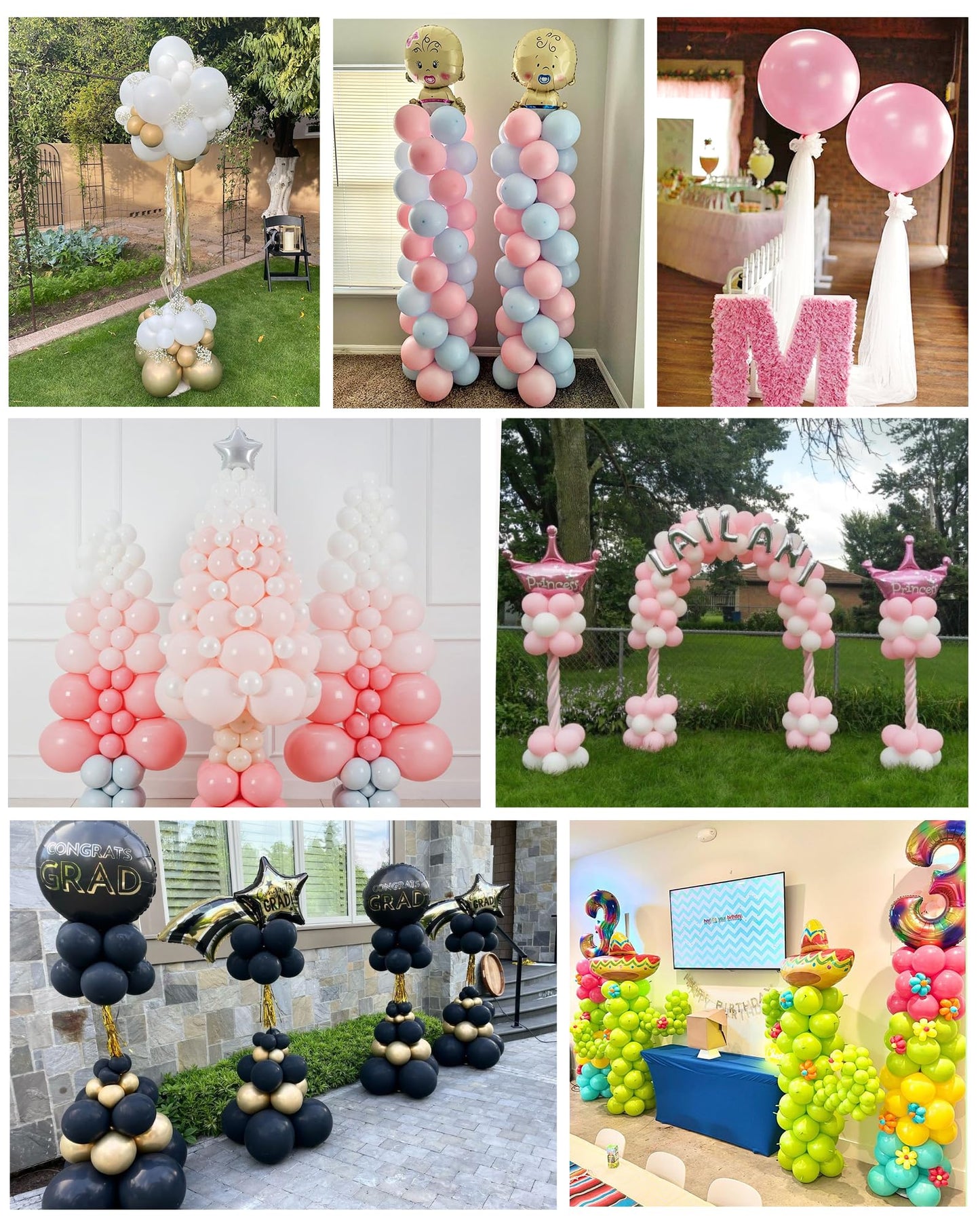 YALLOVE Balloon Column Stand Kit, Sets of 4 Telescoping Balloon Stand, Height Adjustable Balloon Tower Pillar with Reusable Metal Telescopic Design for Party Decoration